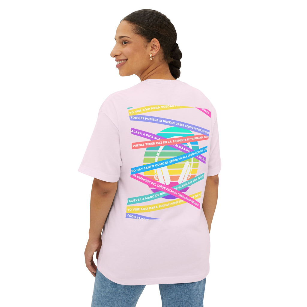 Woman's Spanish Music Tee (Música Cristiana letras)— Oversized Boxy with Colors