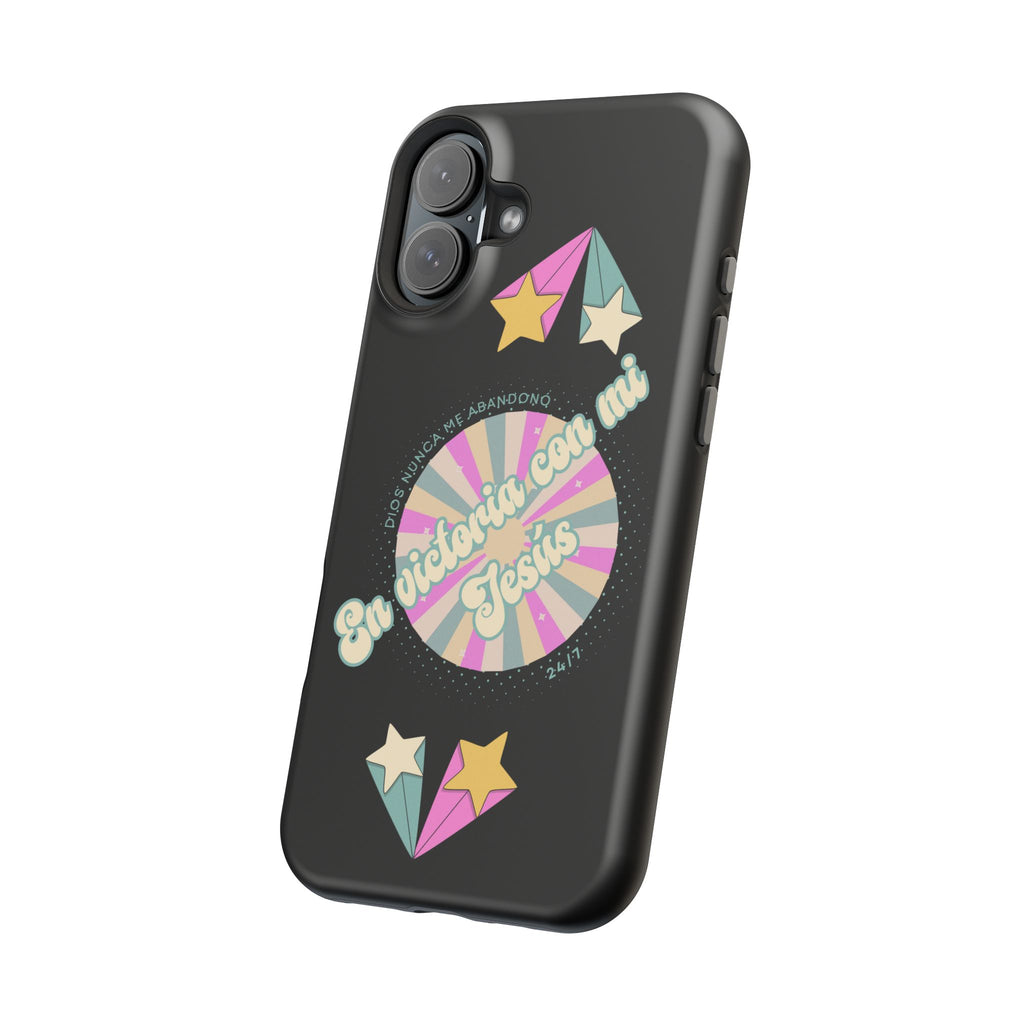 Mujeres Cover de Telefono Magnético e Impacto Resistente— "En Victoria con mi Jesús" Retro Star Design