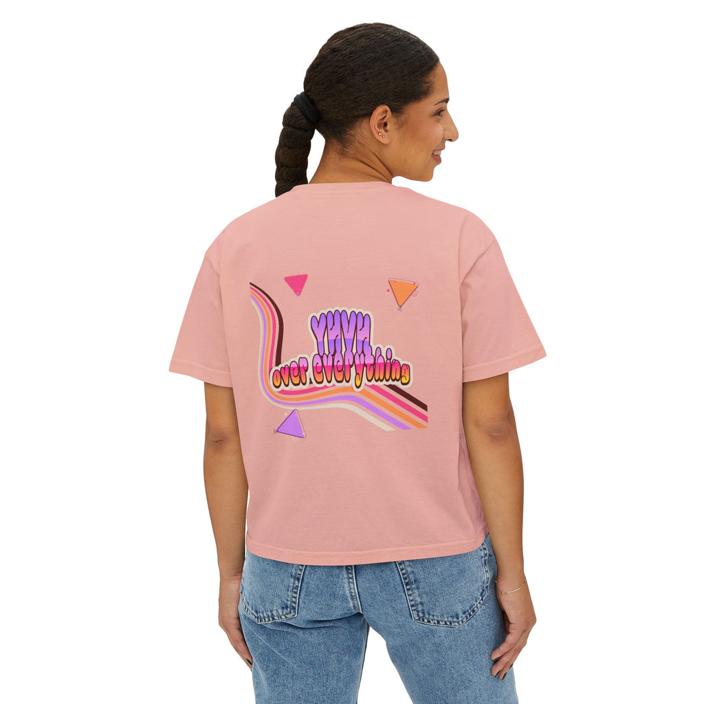 Retro 'YHVH over everything' Boxy Tee — Women's 90s Vibe Graphic T-Shirt