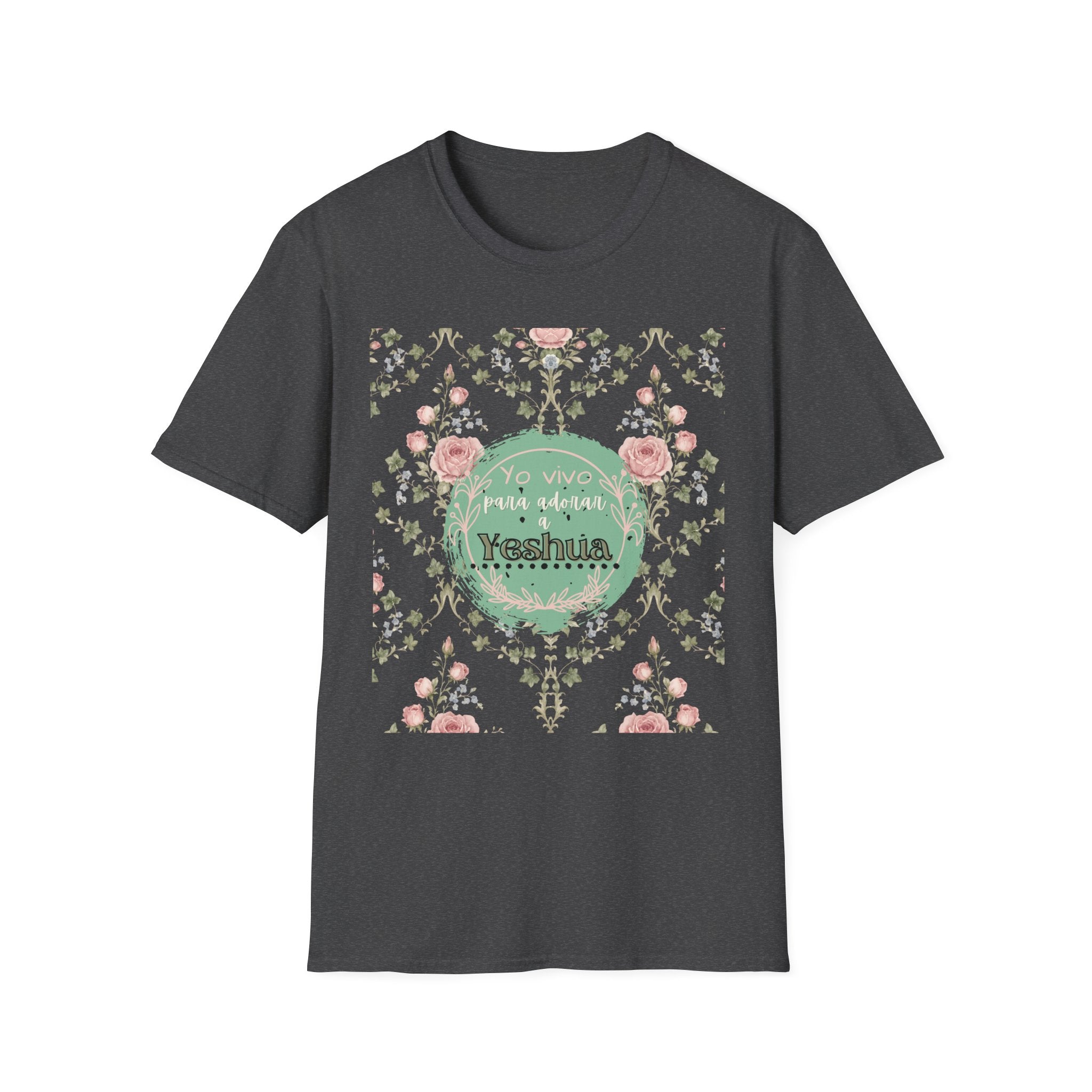 "Yo vivo para adorar a Yeshua" Camisa — Rosas y Color Menta Diseño