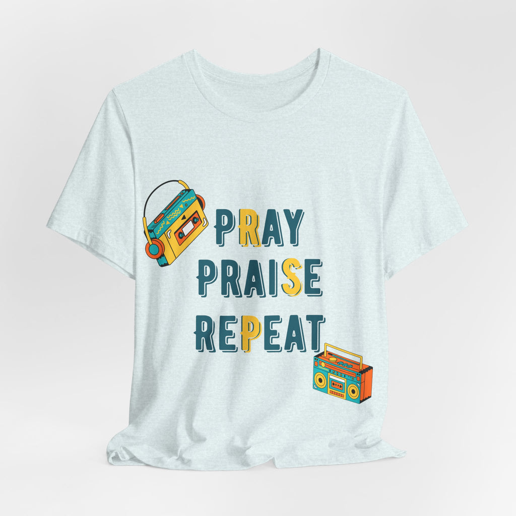 Men's Pray Praise Repeat T-Shirt — Vintage Boombox Christian Tee