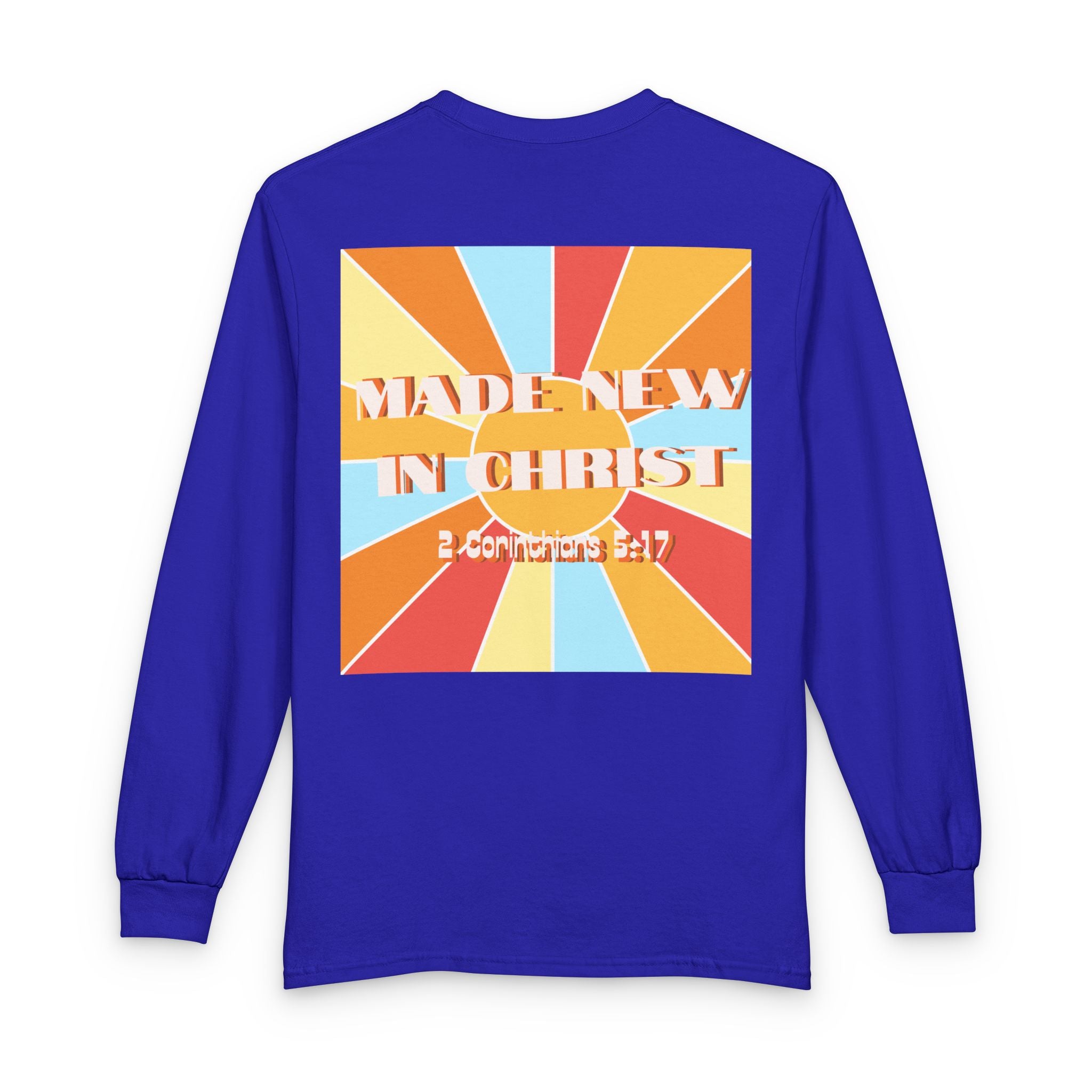 Men's Long Sleeve  — "Hello New Me" Christian Made New in Christ Inspirational Shirt