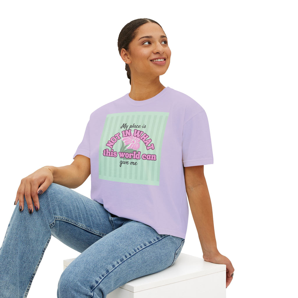 Women’s Retro Boxy Tee — 'My place is not in what this world can give me, But in the purpose God designed for my life'