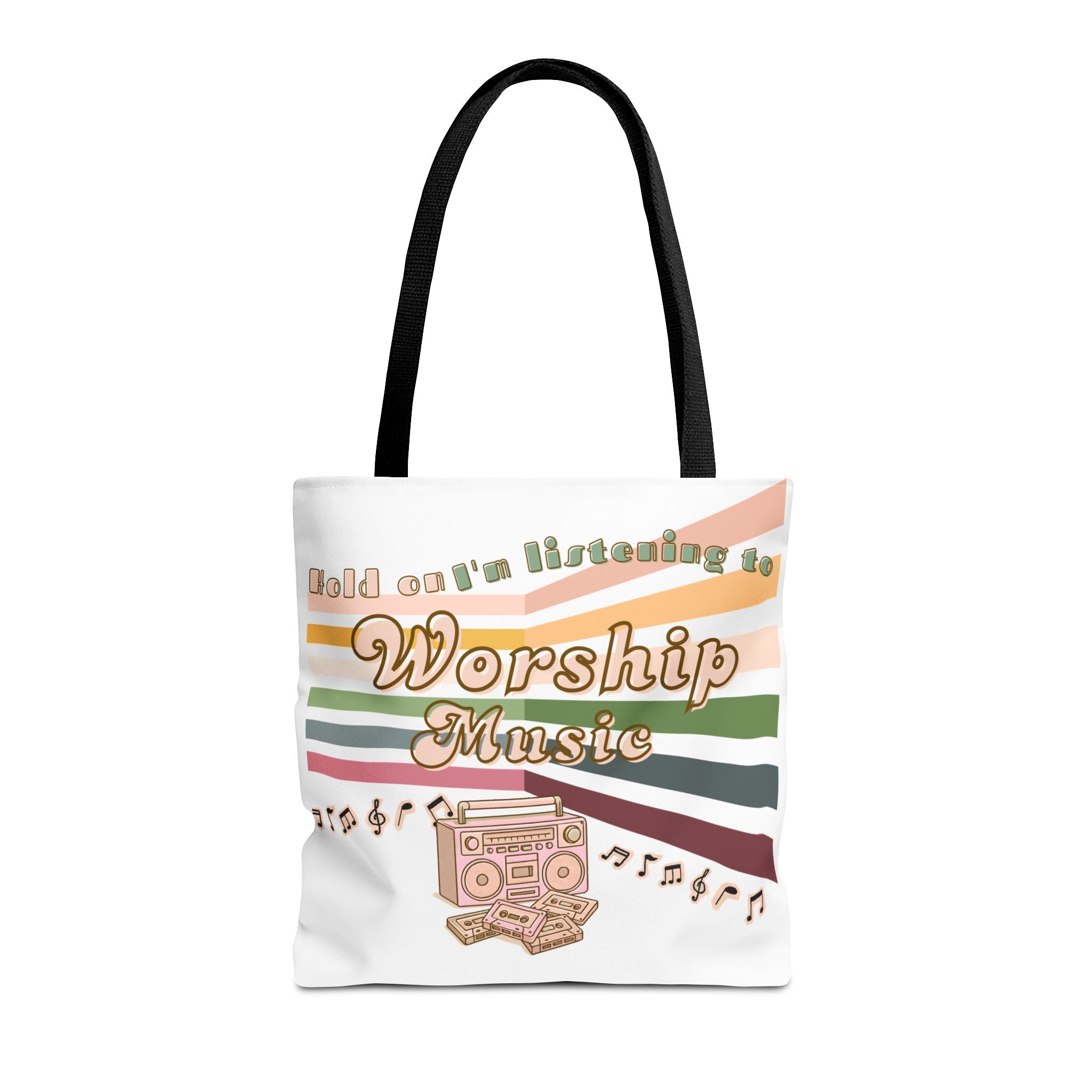 Worship Music Tote Bag – Faith-Inspired Retro Boombox Design