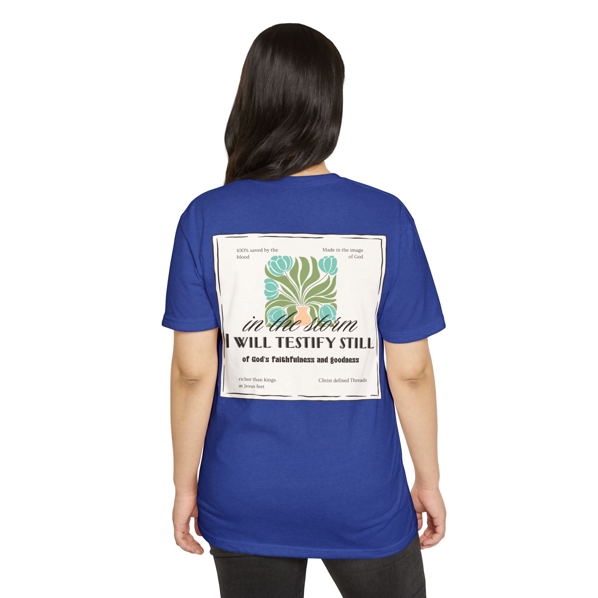 Women's  Faith Graphic T-Shirt — "In the Storm I Will Testify Still" Christian Tee