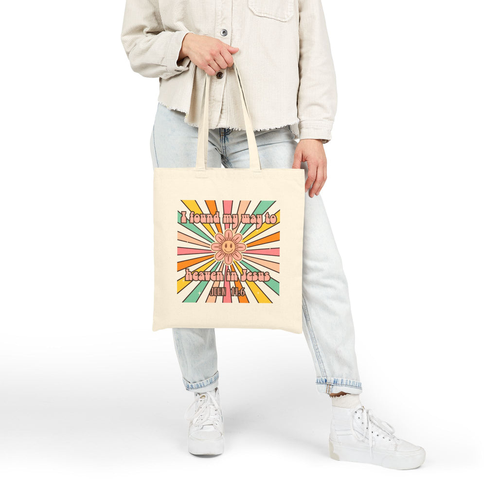Women's John 14:6 Tote Bag — "I Found My Way to Heaven in Jesus" Canvas Shopper