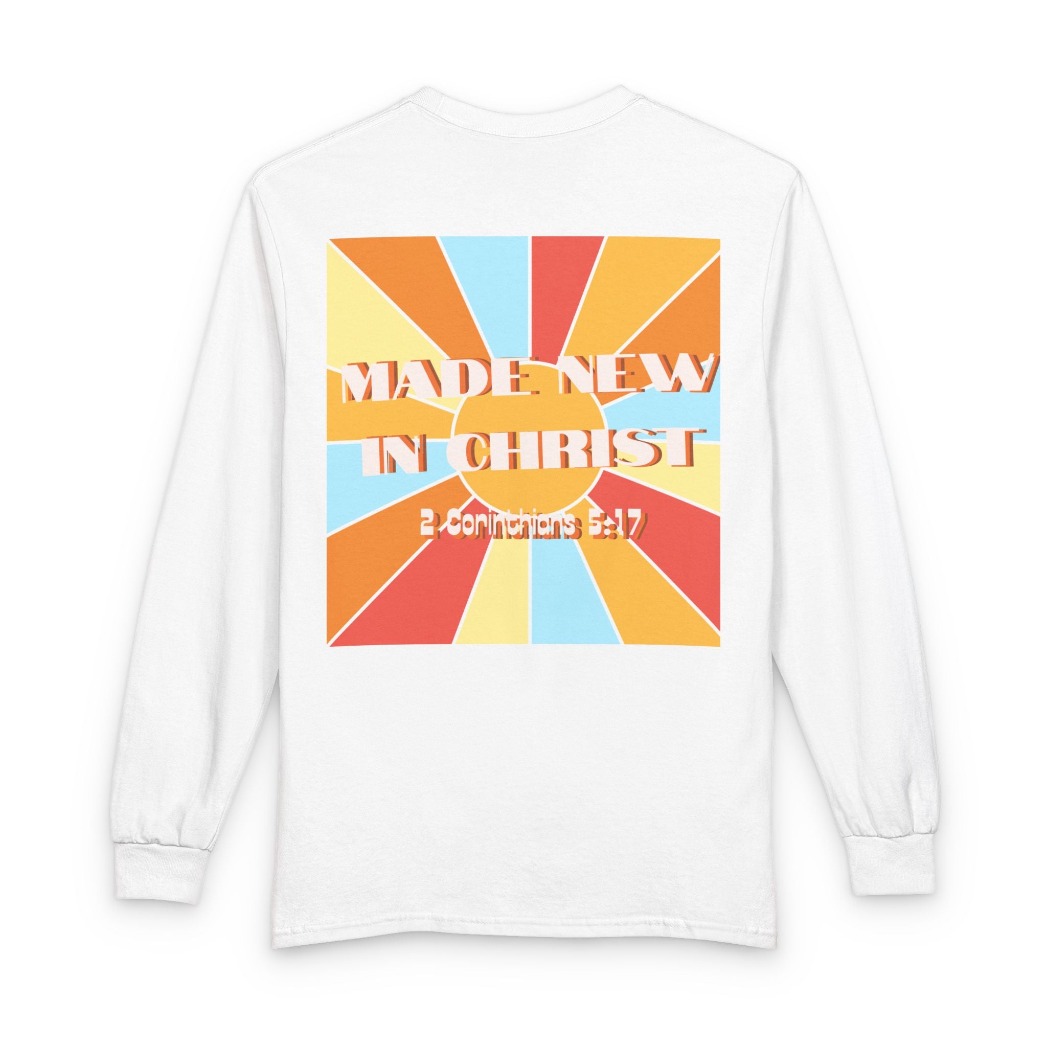 Men's Long Sleeve  — "Hello New Me" Christian Made New in Christ Inspirational Shirt