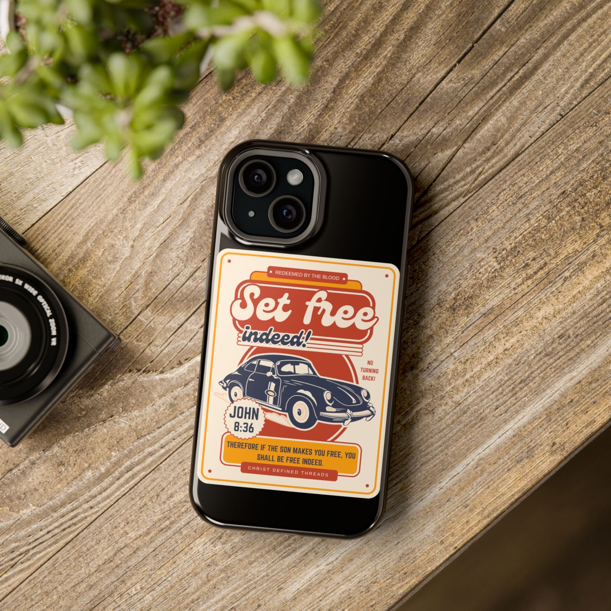 Men's 'Set free indeed' Vintage Graphic Phone Case — Magnetic Impact-Resistant