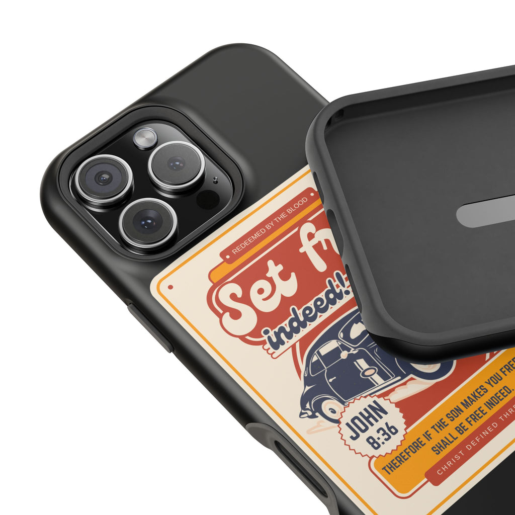 Men's 'Set free indeed' Vintage Graphic Phone Case — Magnetic Impact-Resistant