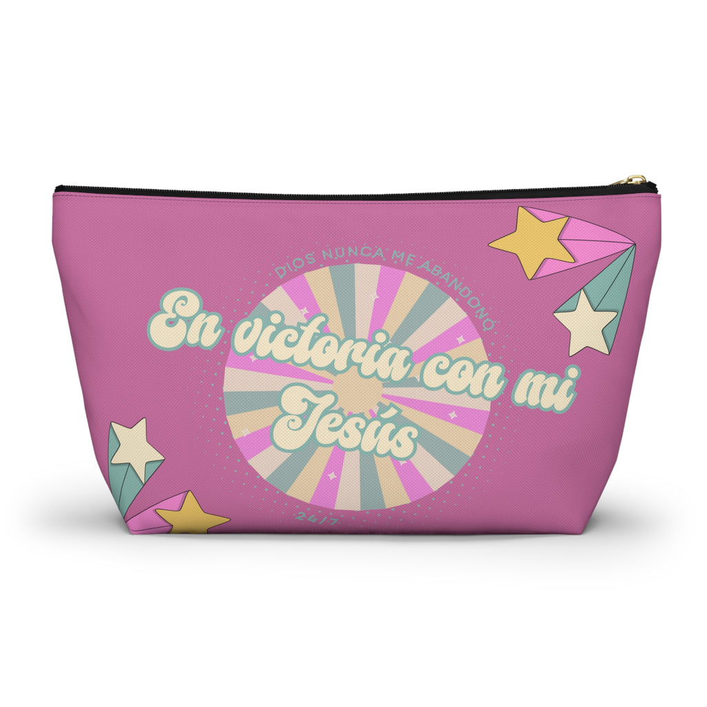 En victoria con mi Jesús Accessory Pouch — Pink Faith Bag