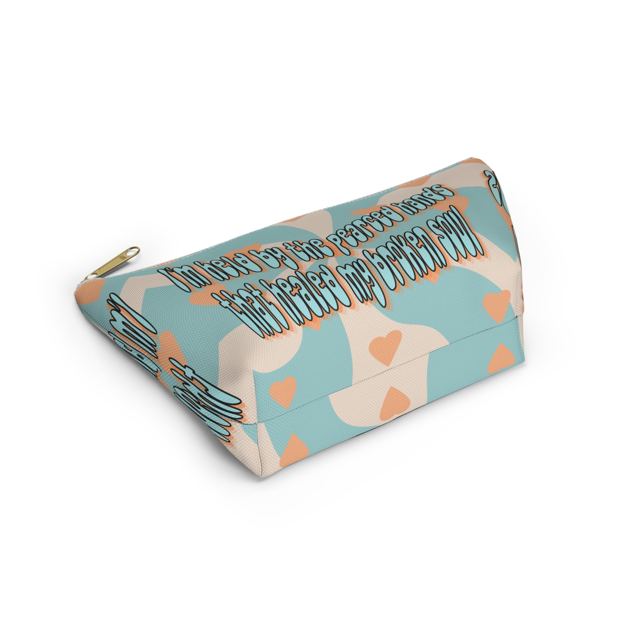 'I am held by the pearced hands that healed my broken soul'Accessory Pouch — Inspirational Bag