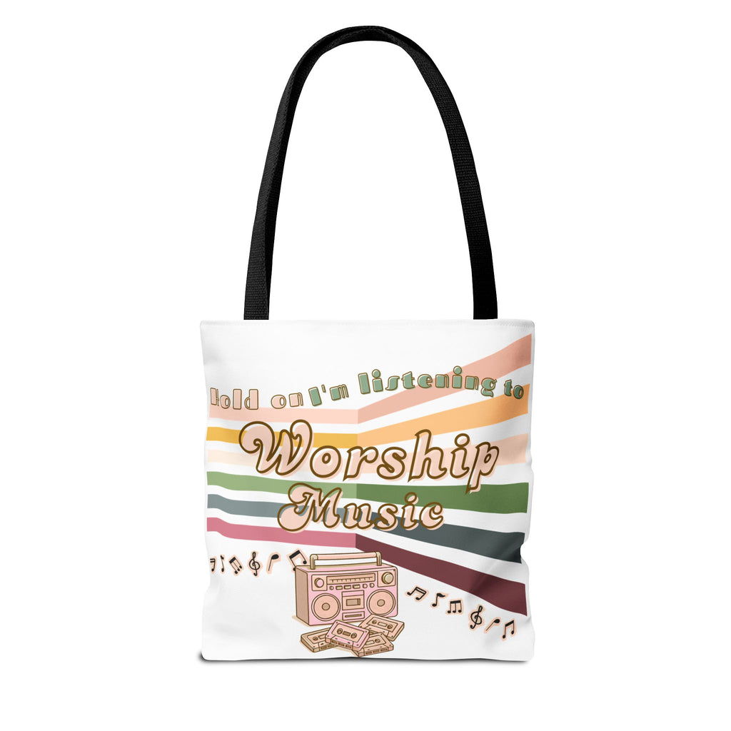 Worship Music Tote Bag – Faith-Inspired Retro Boombox Design
