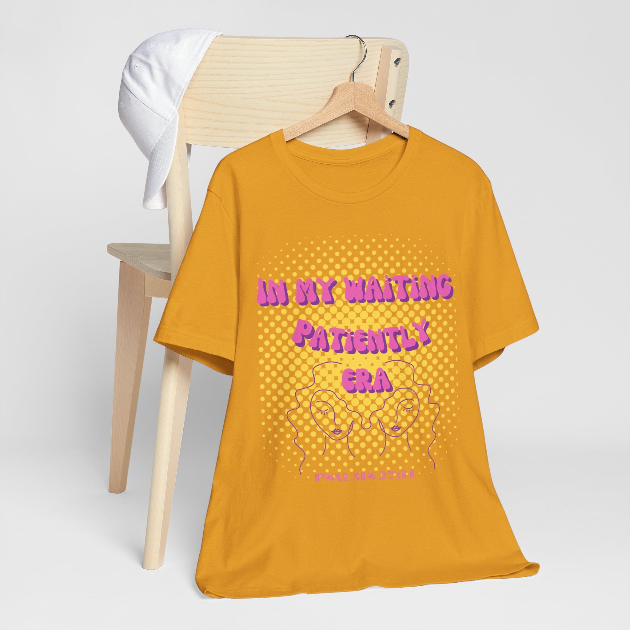 Women's 'In my Waiting Patiently Era' Tee - Yellow Graphic Jersey Short Sleeve