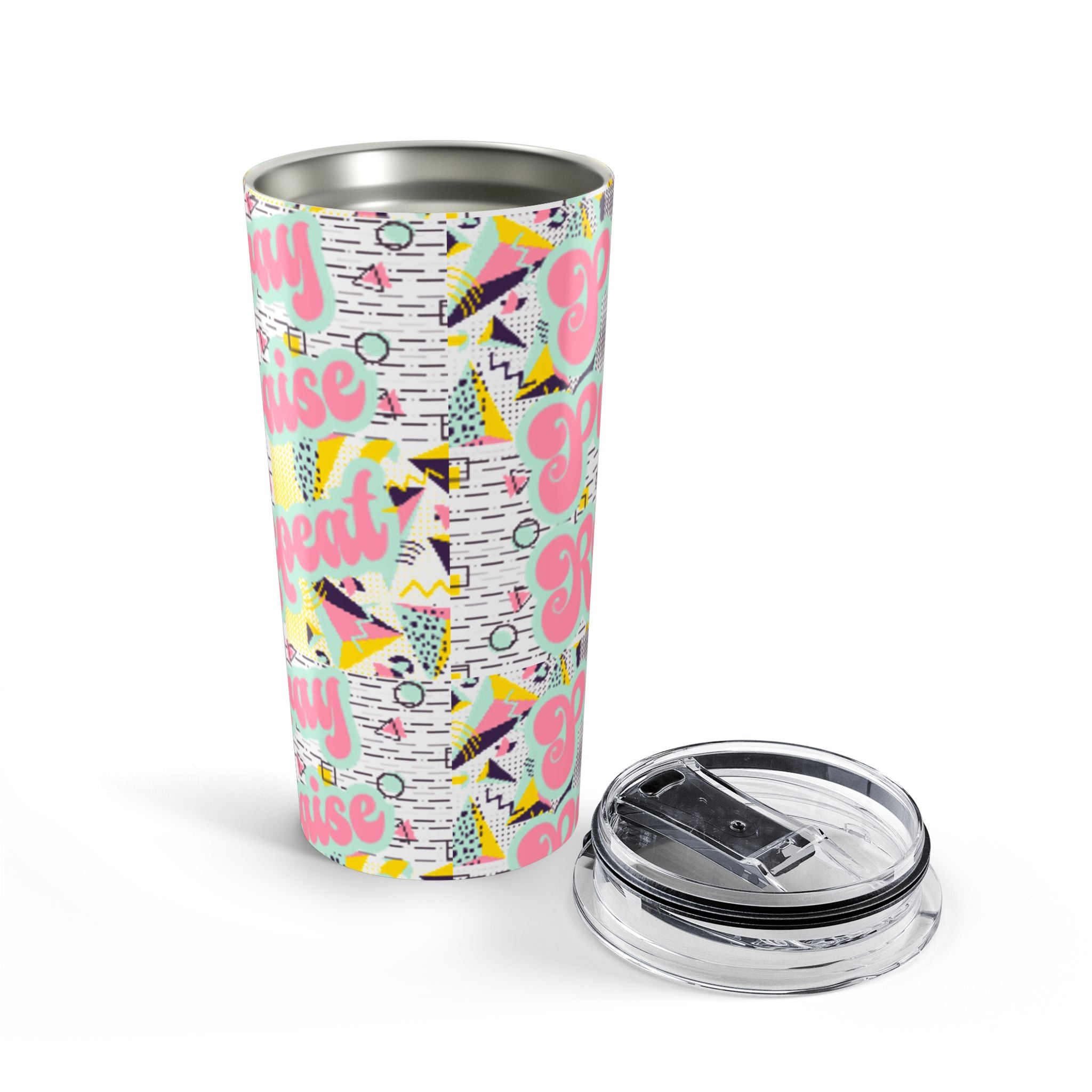 20oz Retro Pray Praise Repeat Tumbler - Girly Vaporwave Travel Cup