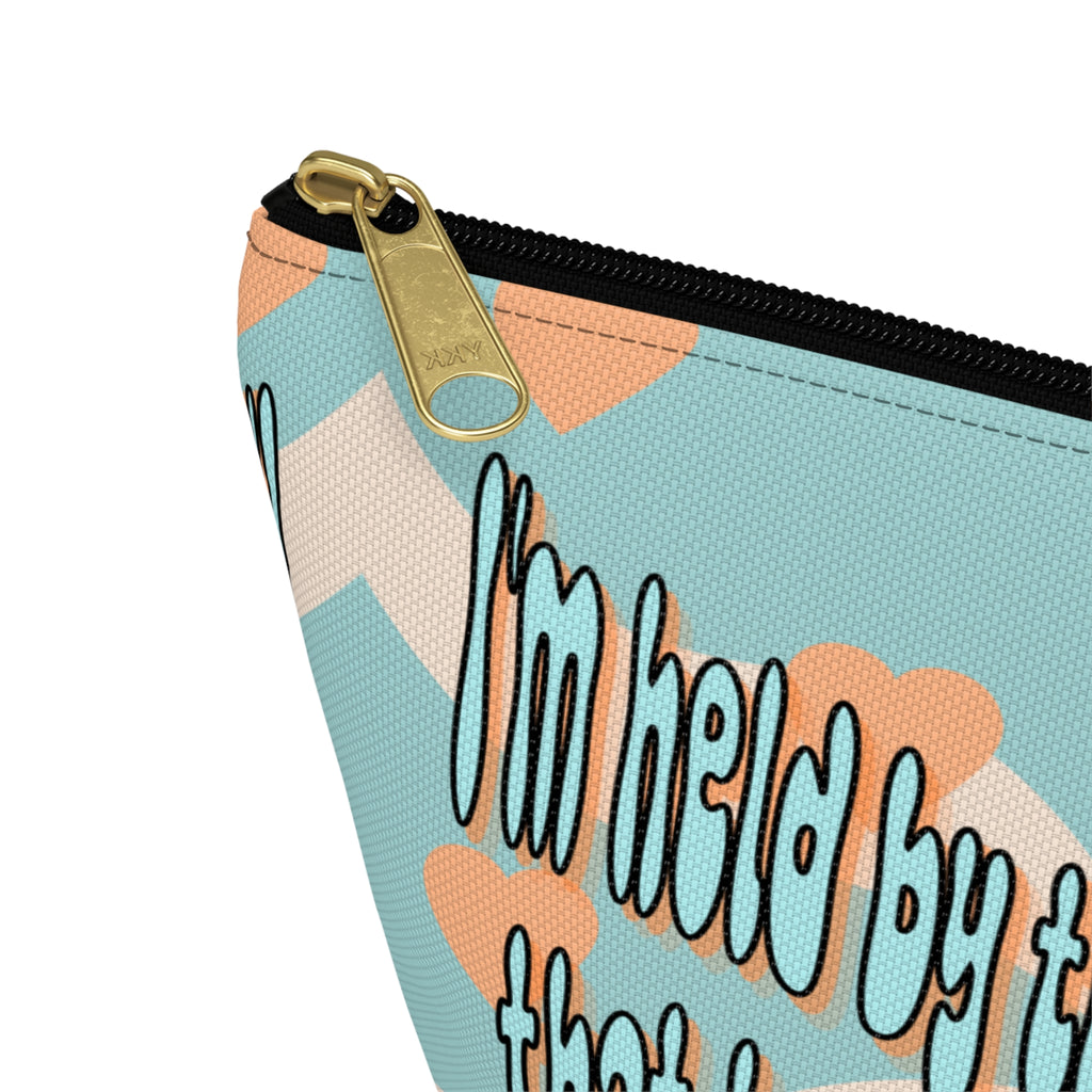 'I am held by the pearced hands that healed my broken soul'Accessory Pouch — Inspirational Bag