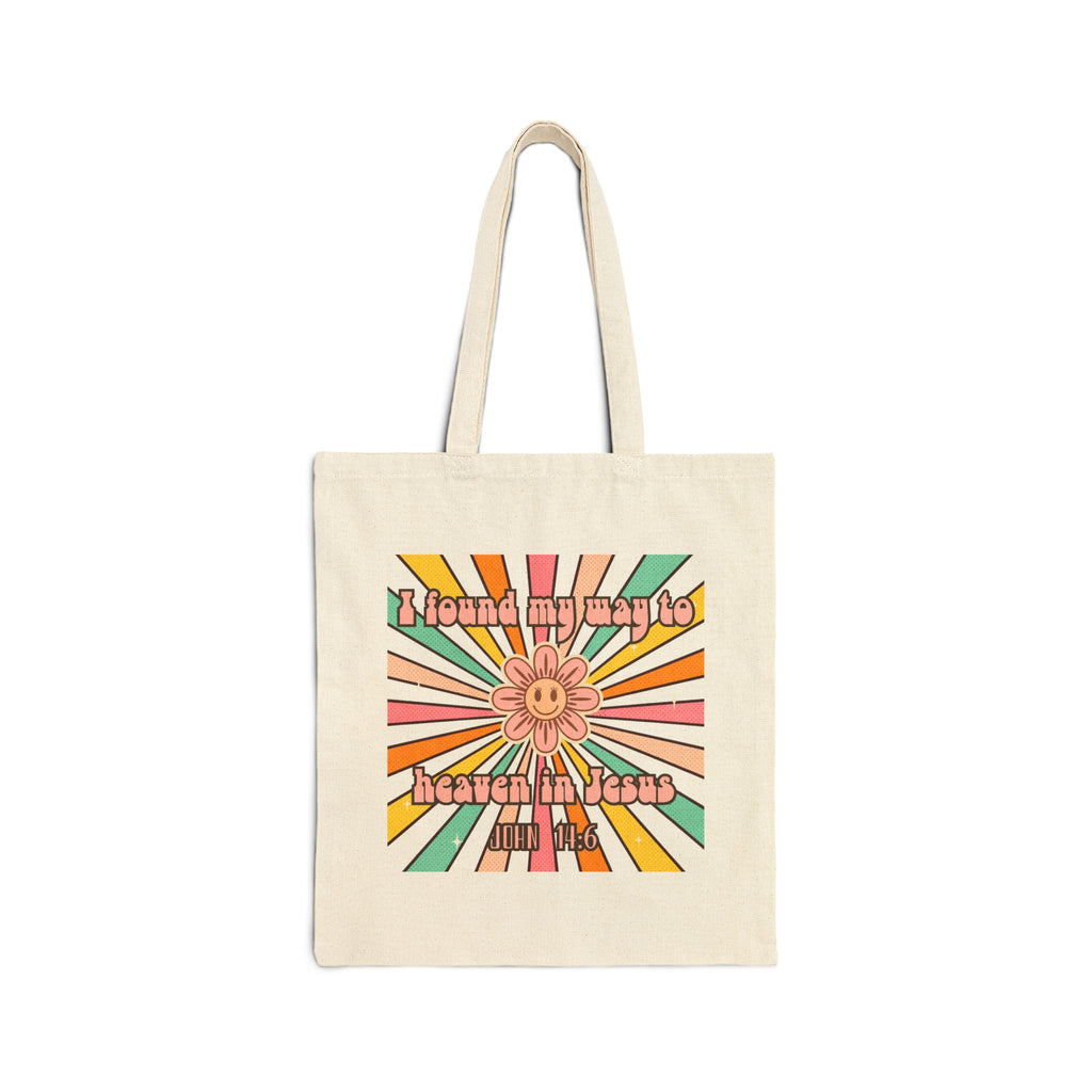 Women's John 14:6 Tote Bag — "I Found My Way to Heaven in Jesus" Canvas Shopper