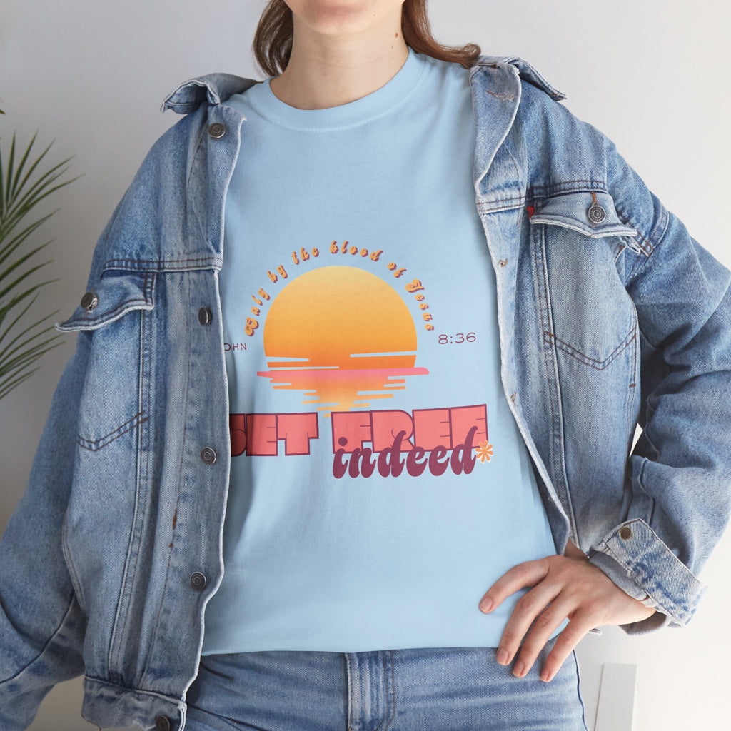 Women's 'Set free indeed' John 8:36- Heavy Cotton Tee