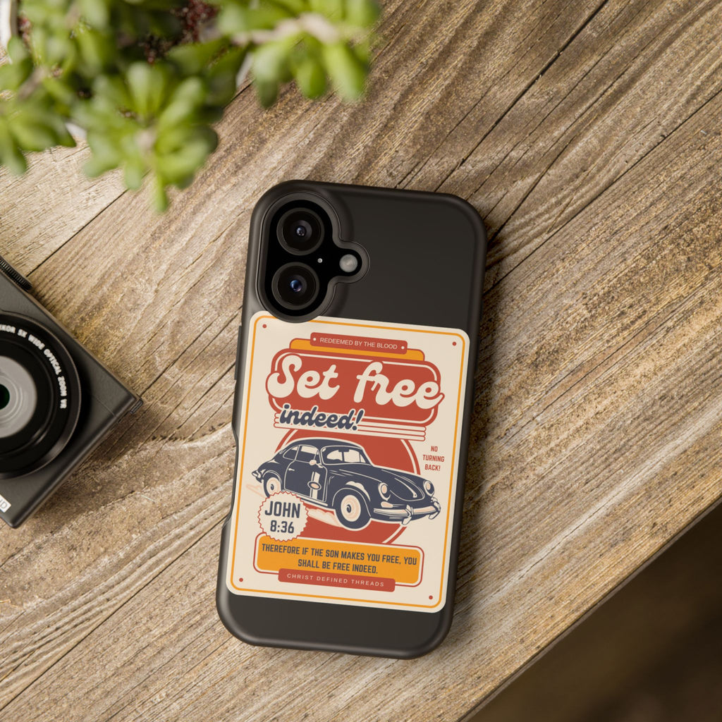 Men's 'Set free indeed' Vintage Graphic Phone Case — Magnetic Impact-Resistant