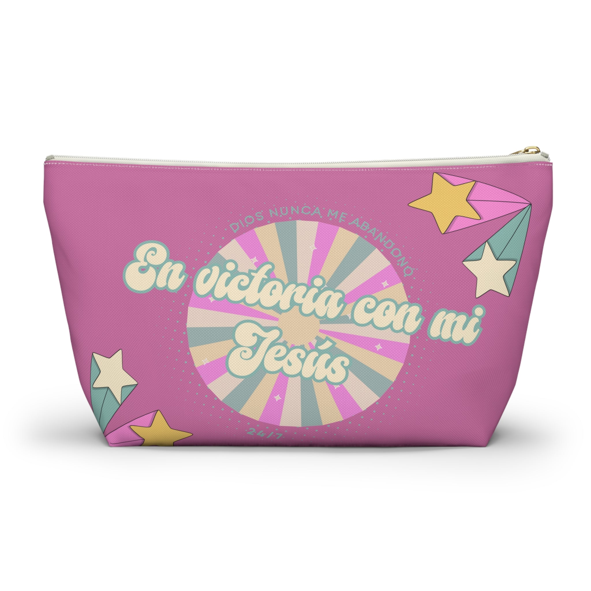 En victoria con mi Jesús Accessory Pouch — Pink Faith Bag
