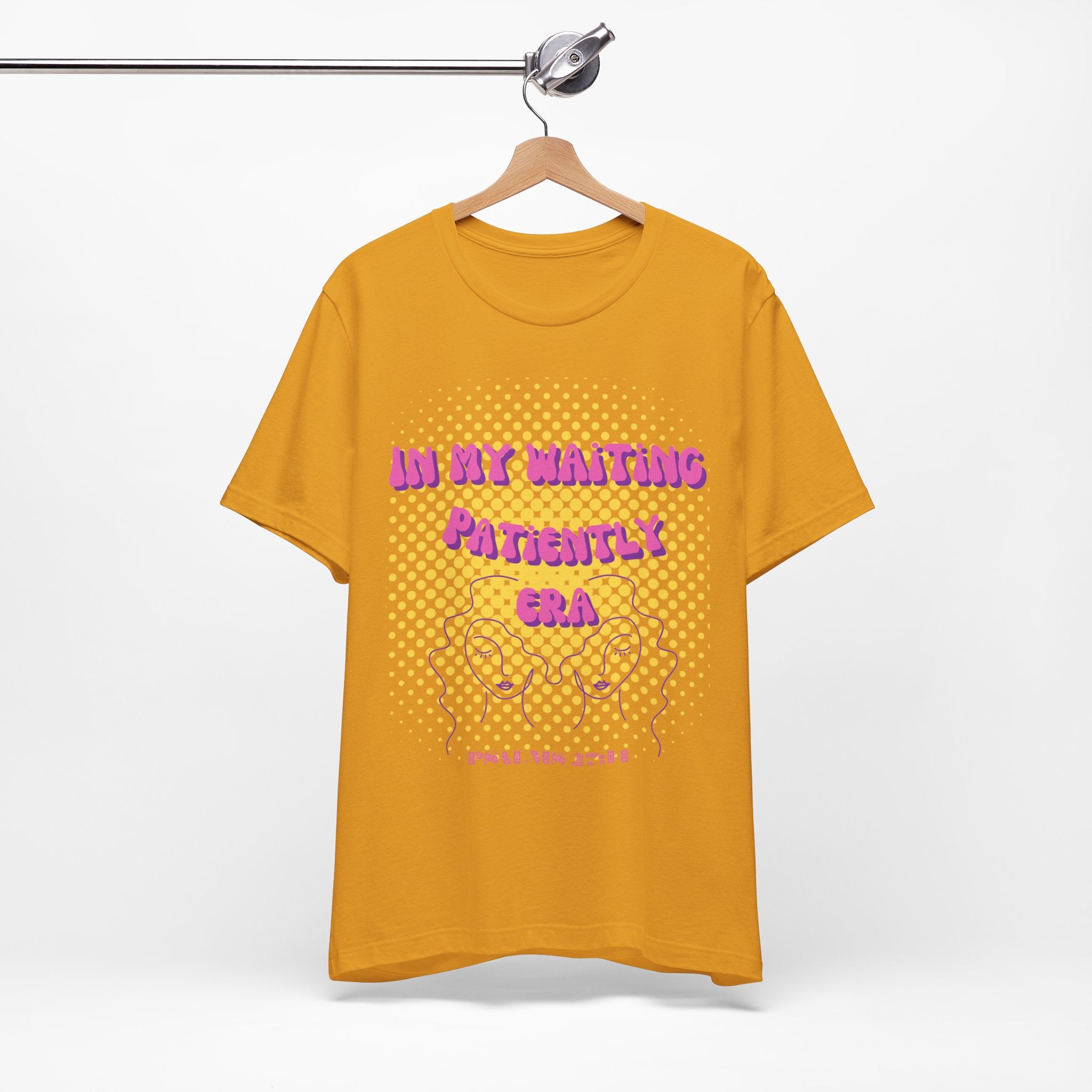 Women's 'In my Waiting Patiently Era' Tee - Yellow Graphic Jersey Short Sleeve