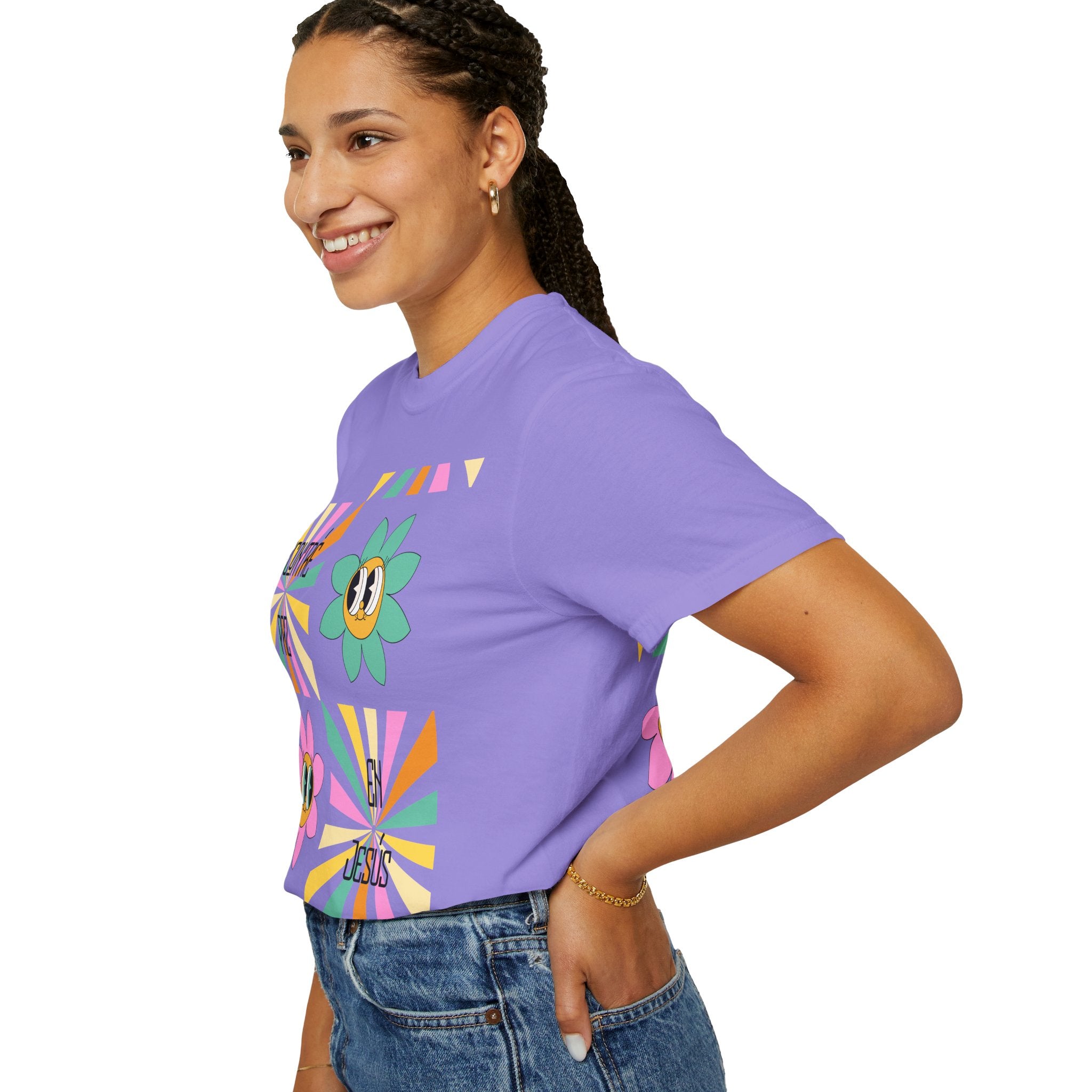 Woman's Spanish "Encontré paz en Jesús"- Camisa Retro Español