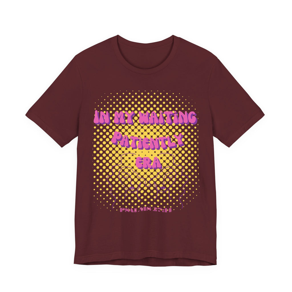 Women's 'In my Waiting Patiently Era' Tee - Yellow Graphic Jersey Short Sleeve
