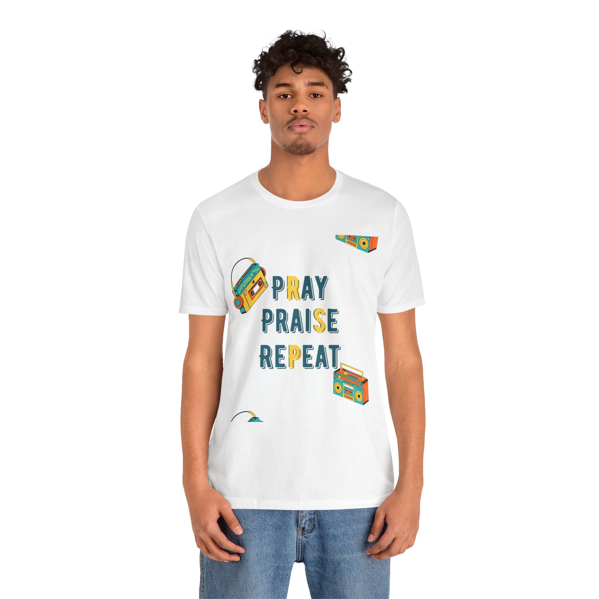 Pray Praise Repeat T-Shirt — Vintage Boombox Christian Tee
