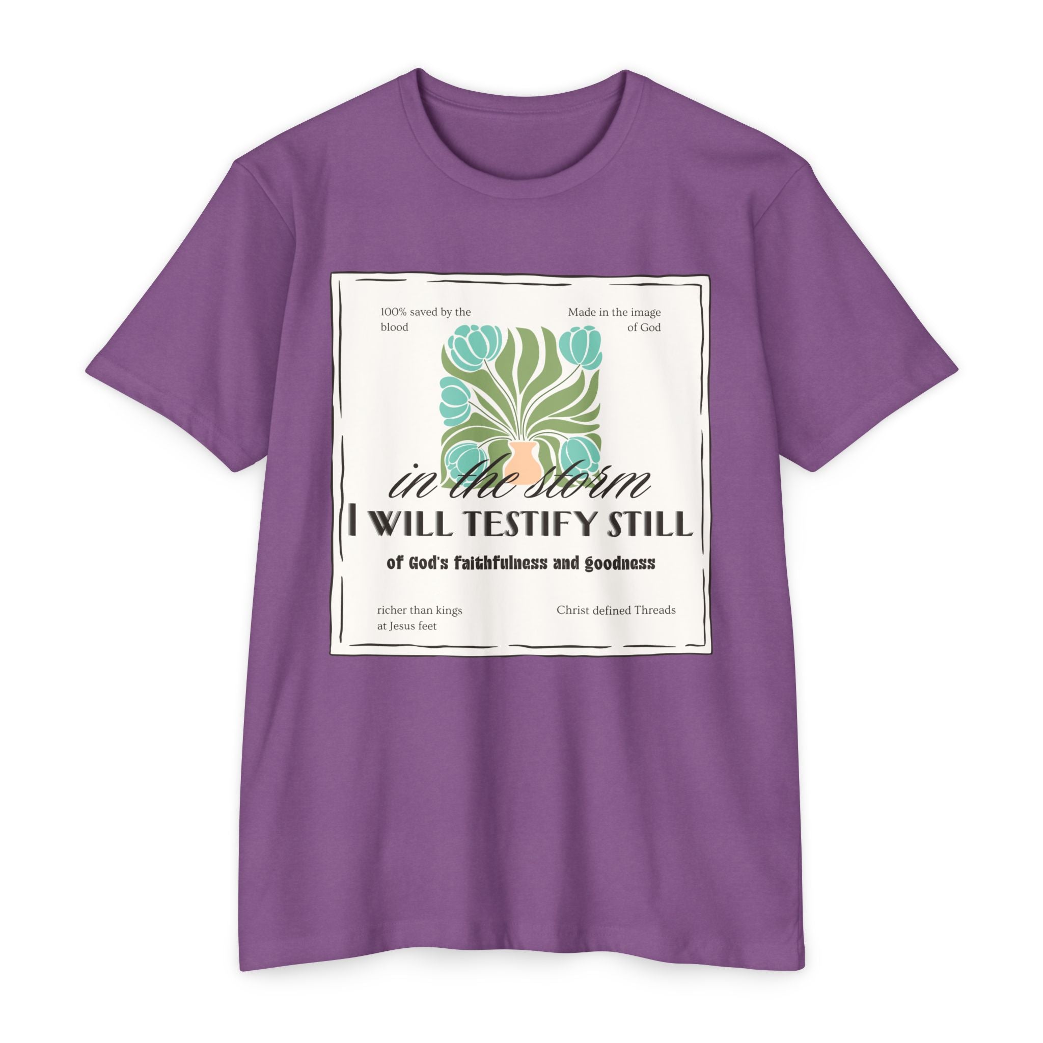 Women's  Faith Graphic T-Shirt — "In the Storm I Will Testify Still" Christian Tee