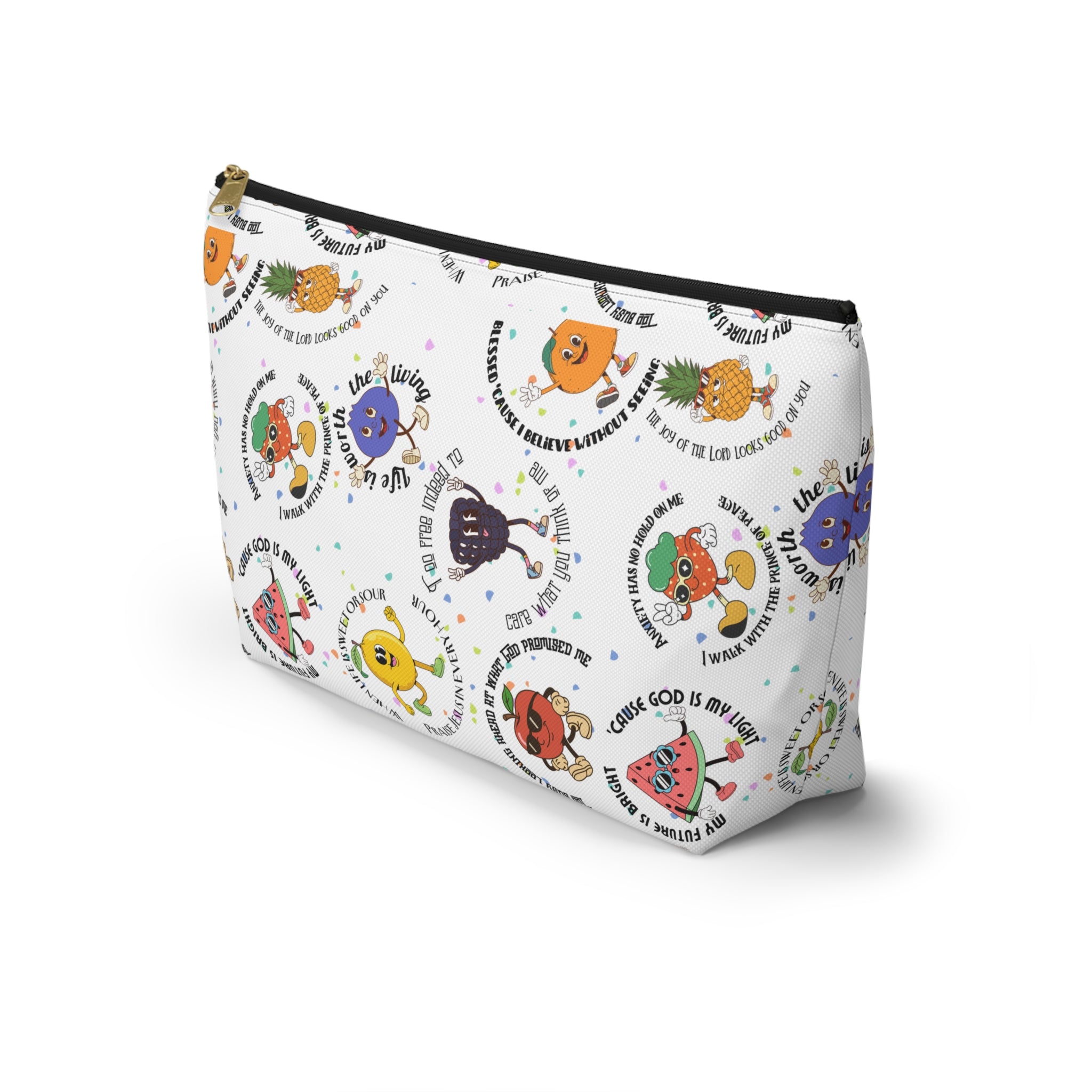 Fruitful Quotes Accessory Pouch — T-Bottom Bag