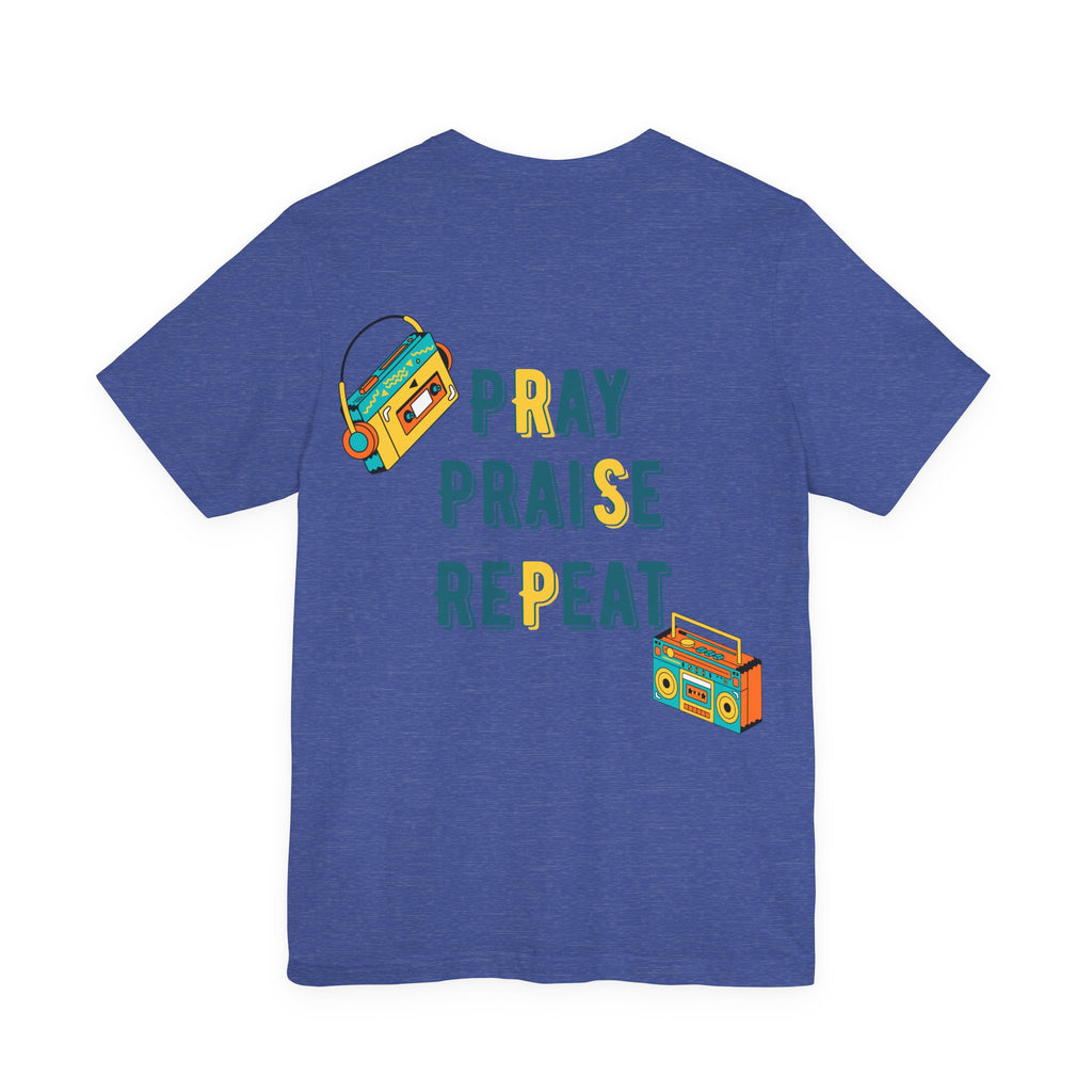 Men's Pray Praise Repeat T-Shirt — Vintage Boombox Christian Tee