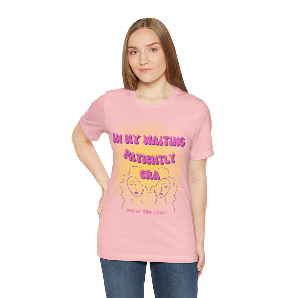 Women's 'In my Waiting Patiently Era' Tee - Yellow Graphic Jersey Short Sleeve