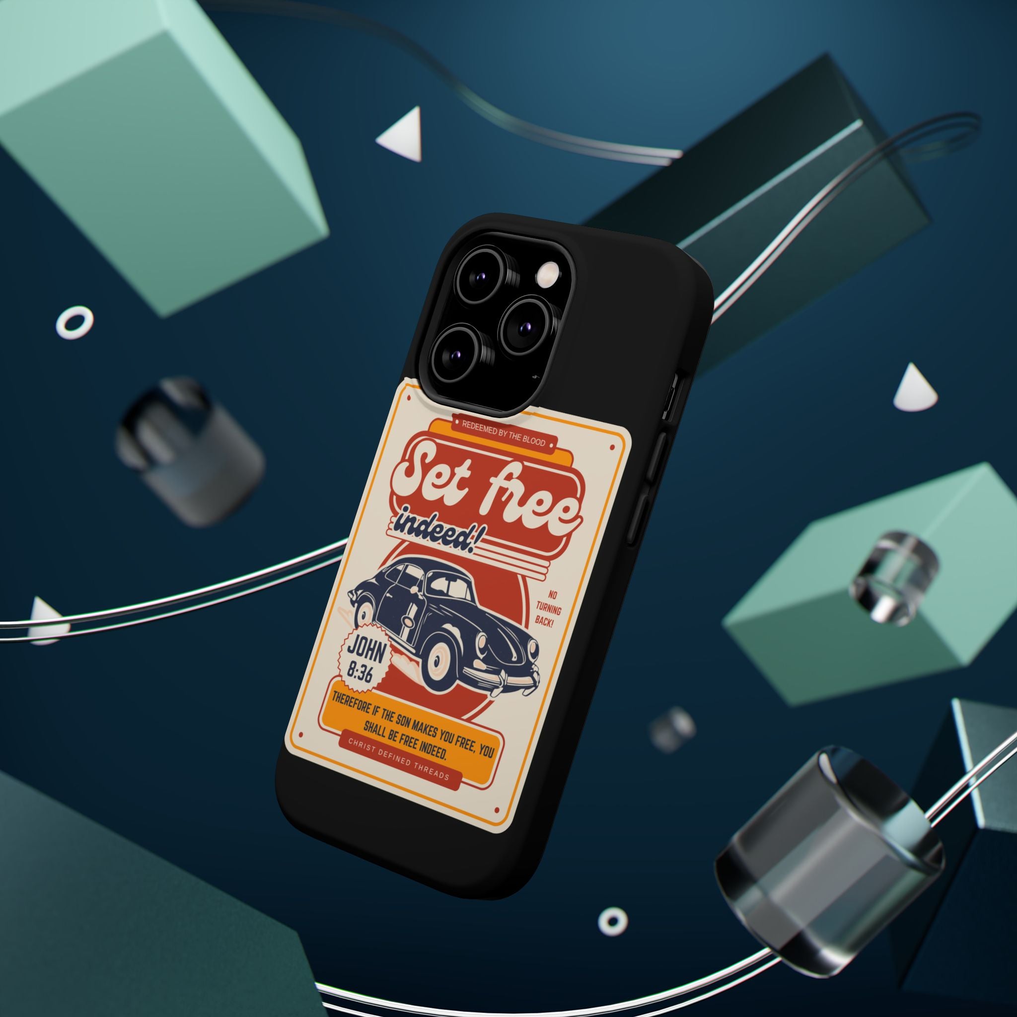 Men's 'Set free indeed' Vintage Graphic Phone Case — Magnetic Impact-Resistant