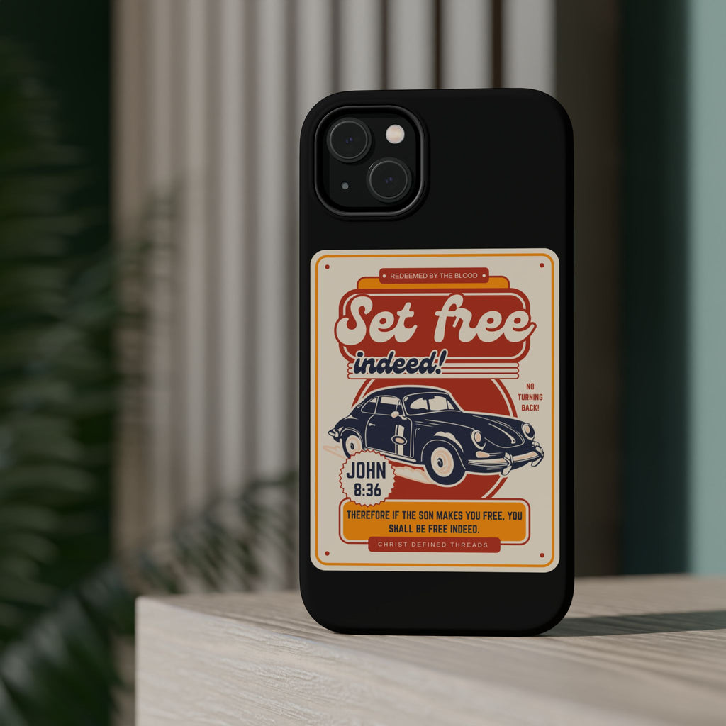 Men's 'Set free indeed' Vintage Graphic Phone Case — Magnetic Impact-Resistant