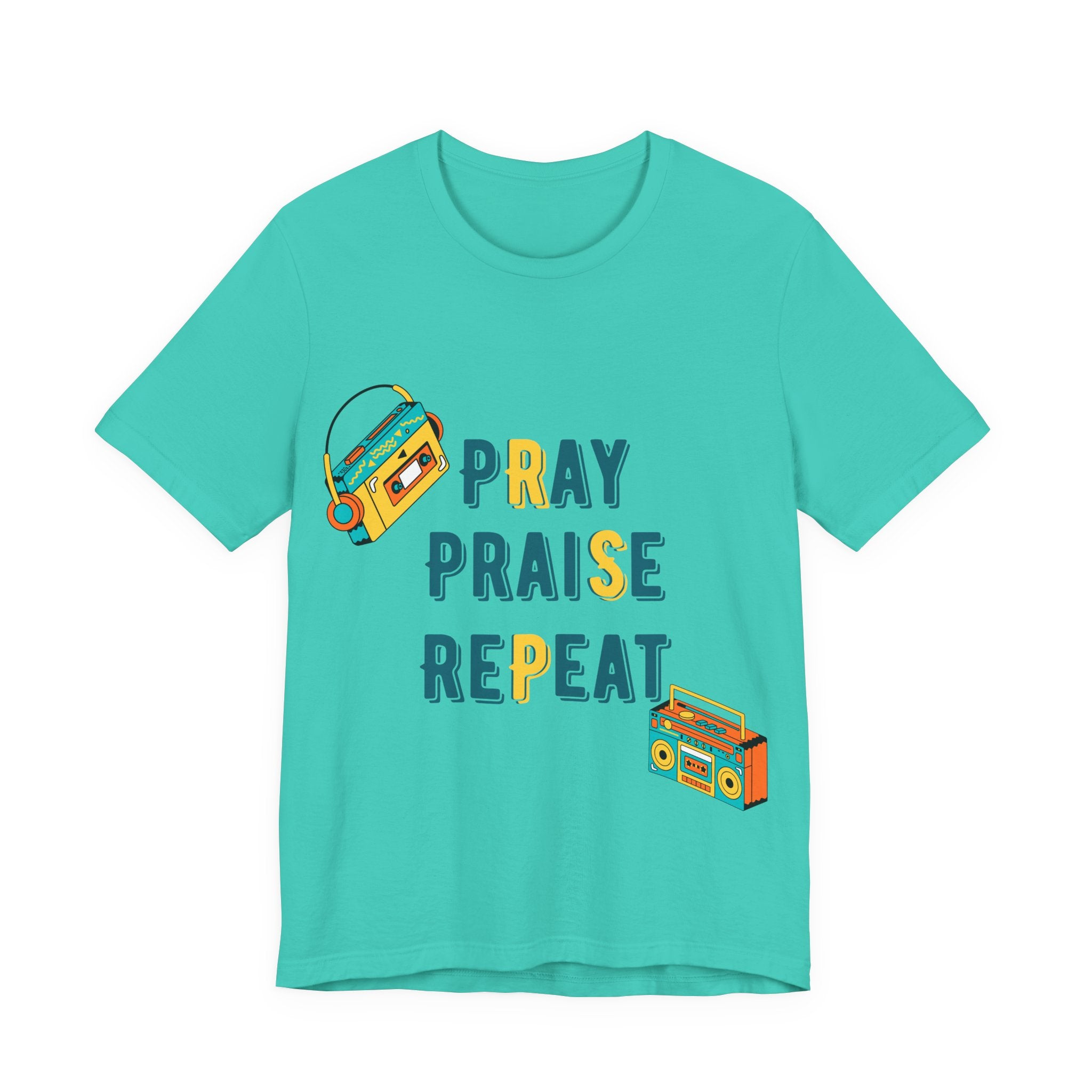 Men's Pray Praise Repeat T-Shirt — Vintage Boombox Christian Tee