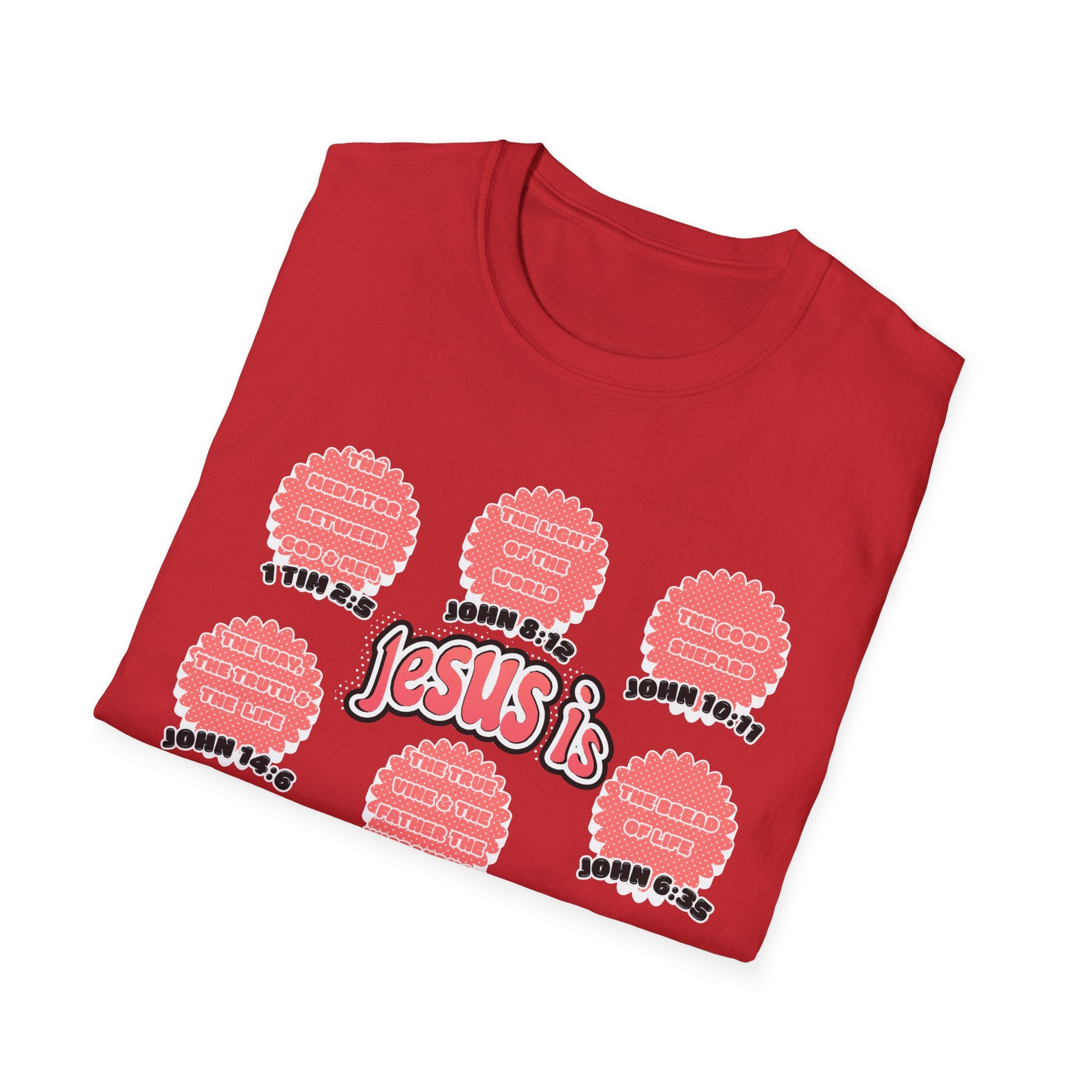 Women's 'Jesus is' T-Shirt — Inspirational Christian Scripture Tee (John 3:16, John 10:27)