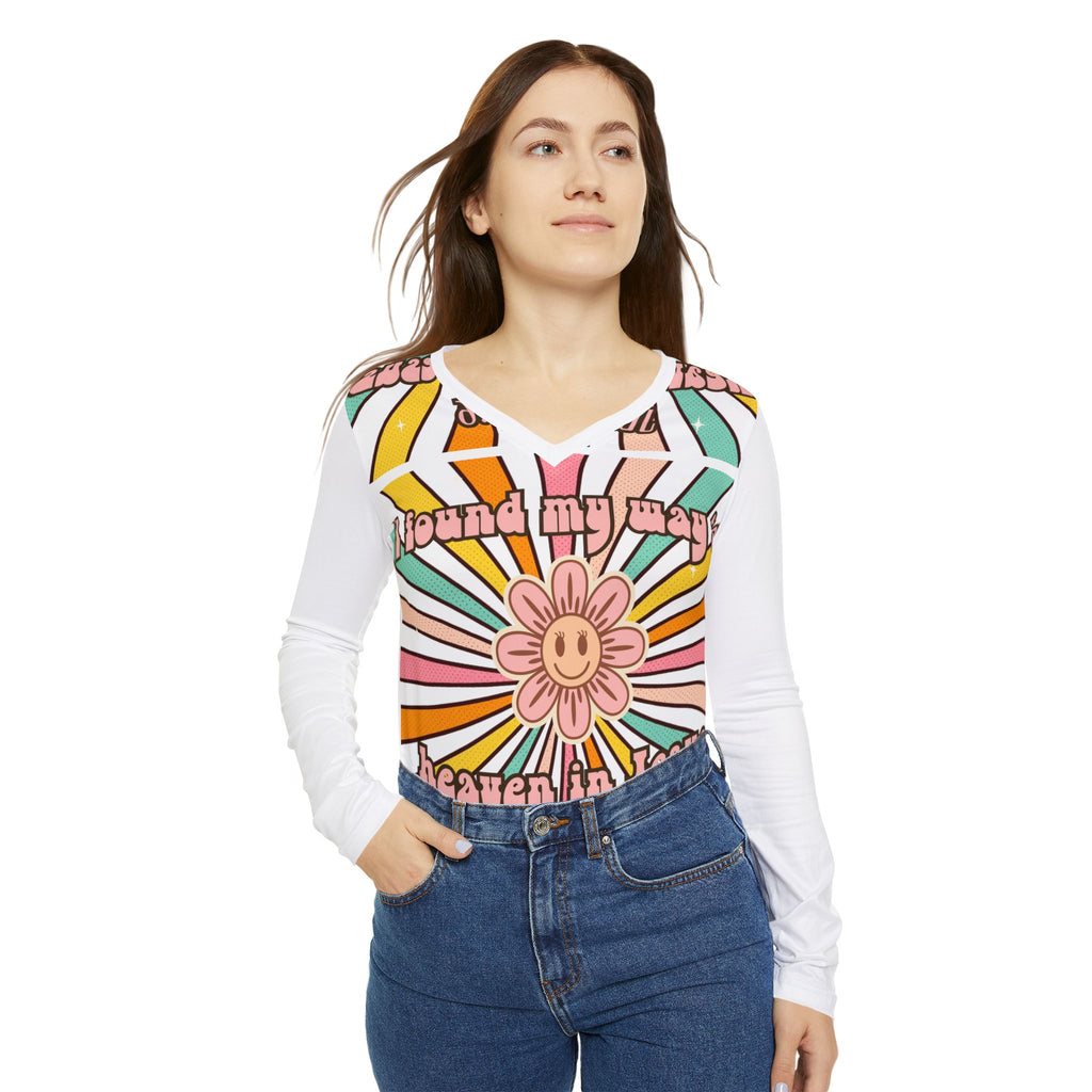 Women's John 14:6 Long Sleeve — Retro Floral 'I Found My Way to Heaven in Jesus' Shirt