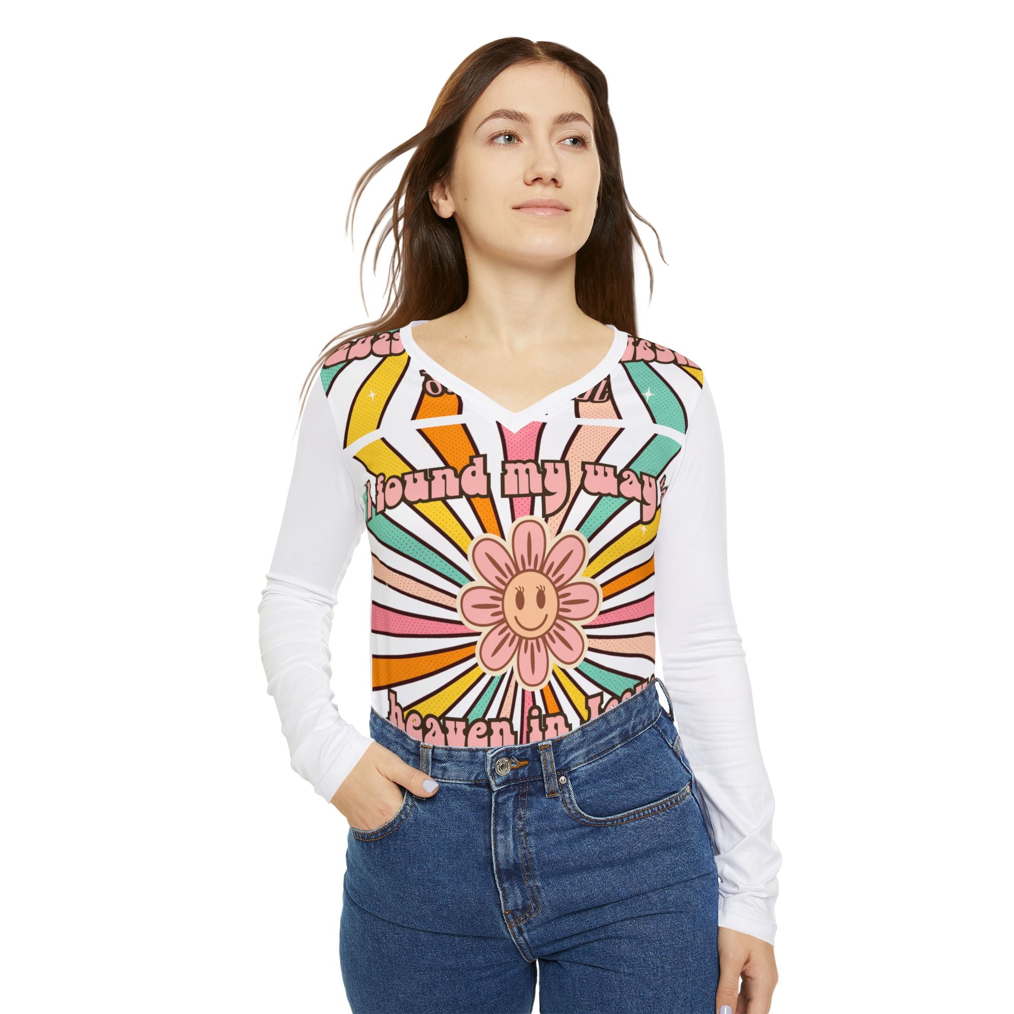 Women's John 14:6 Long Sleeve — Retro Floral 'I Found My Way to Heaven in Jesus' Shirt