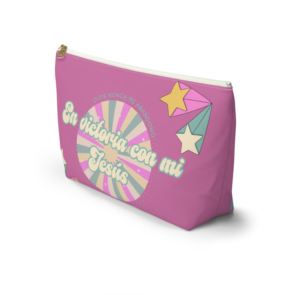 En victoria con mi Jesús Accessory Pouch — Pink Faith Bag