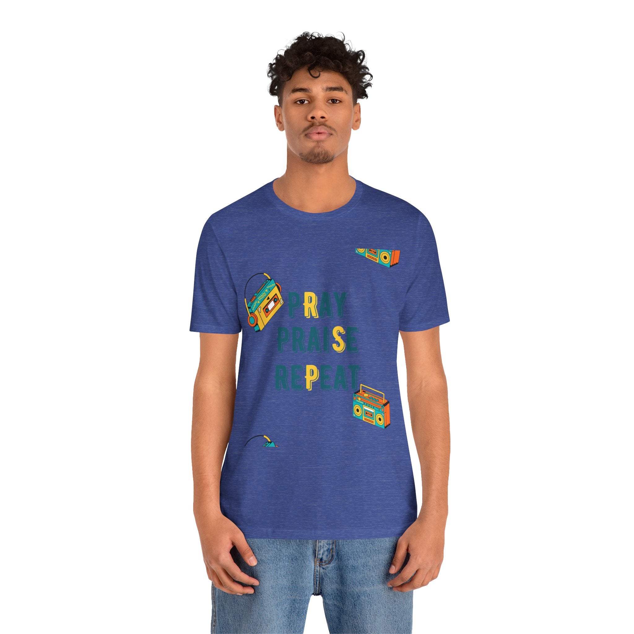 Pray Praise Repeat T-Shirt — Vintage Boombox Christian Tee