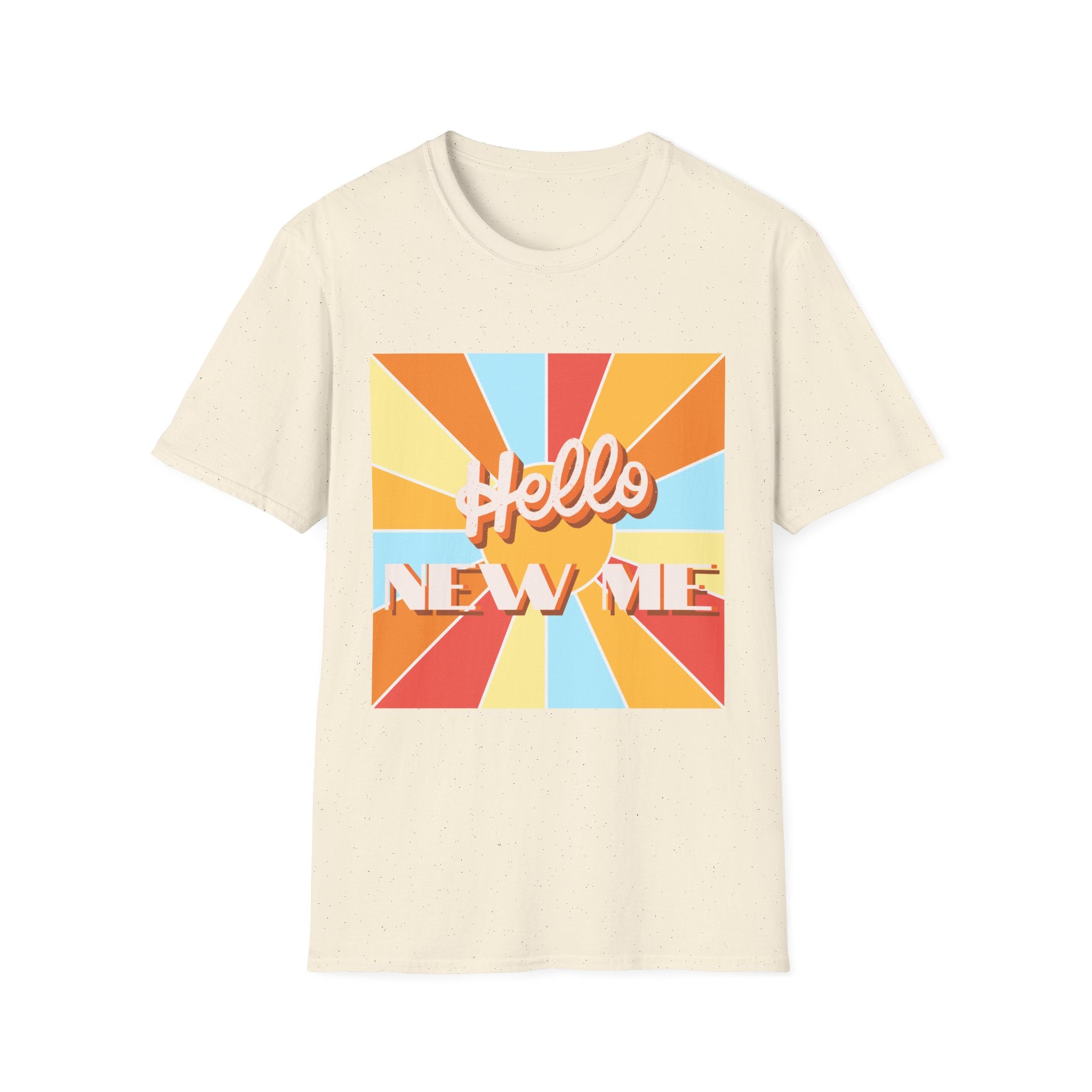 Men's Hello New Me Retro Tee — BACK: 2 Corinthians 5:17