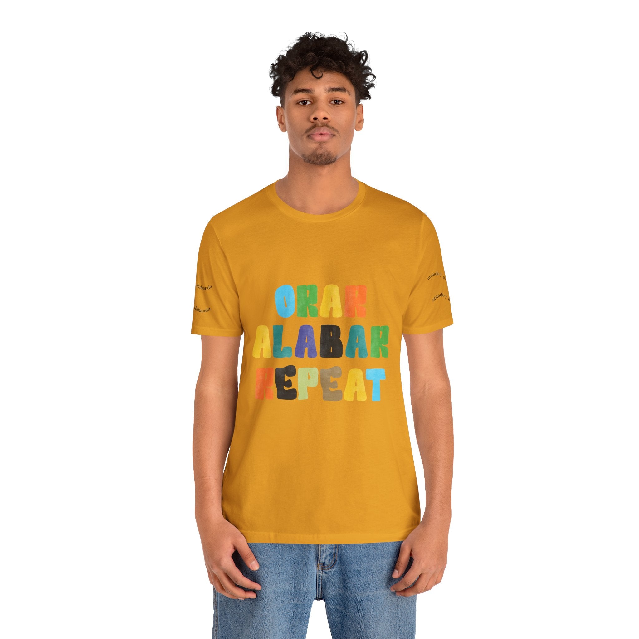 Men's Bilingual "Orar Alabar Repeat" T-Shirt – Camisa de hombres Bilingüe