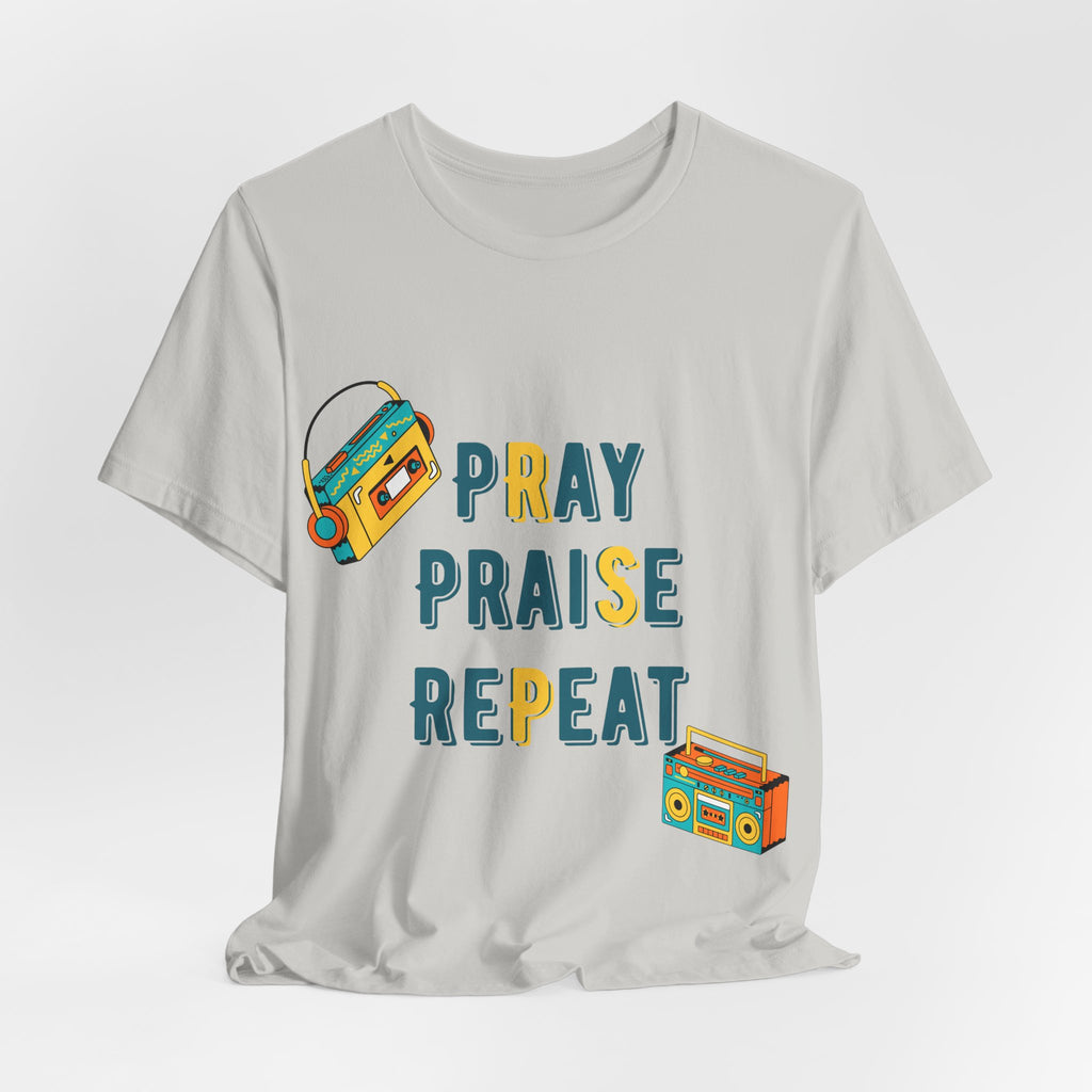 Men's Pray Praise Repeat T-Shirt — Vintage Boombox Christian Tee