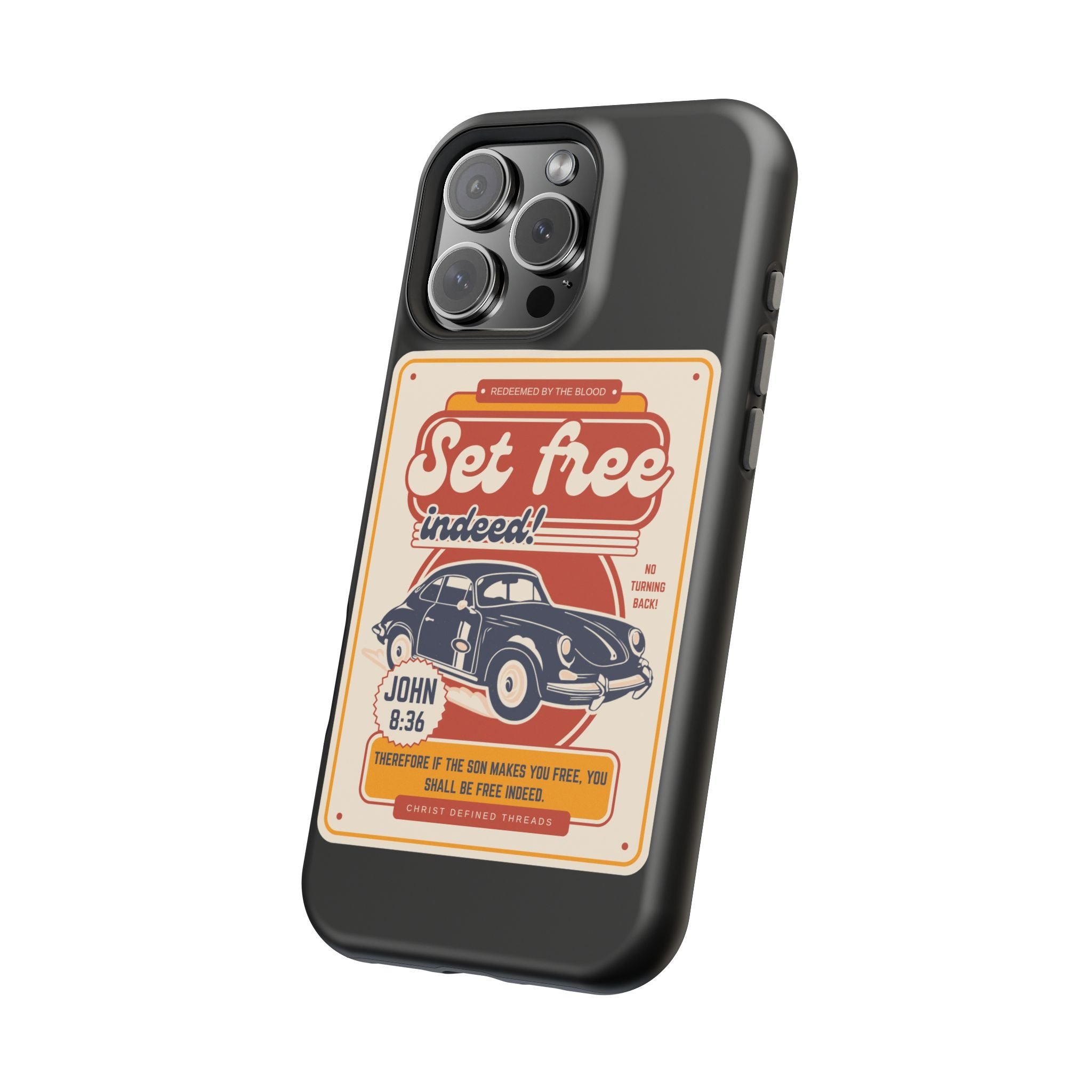 Men's 'Set free indeed' Vintage Graphic Phone Case — Magnetic Impact-Resistant