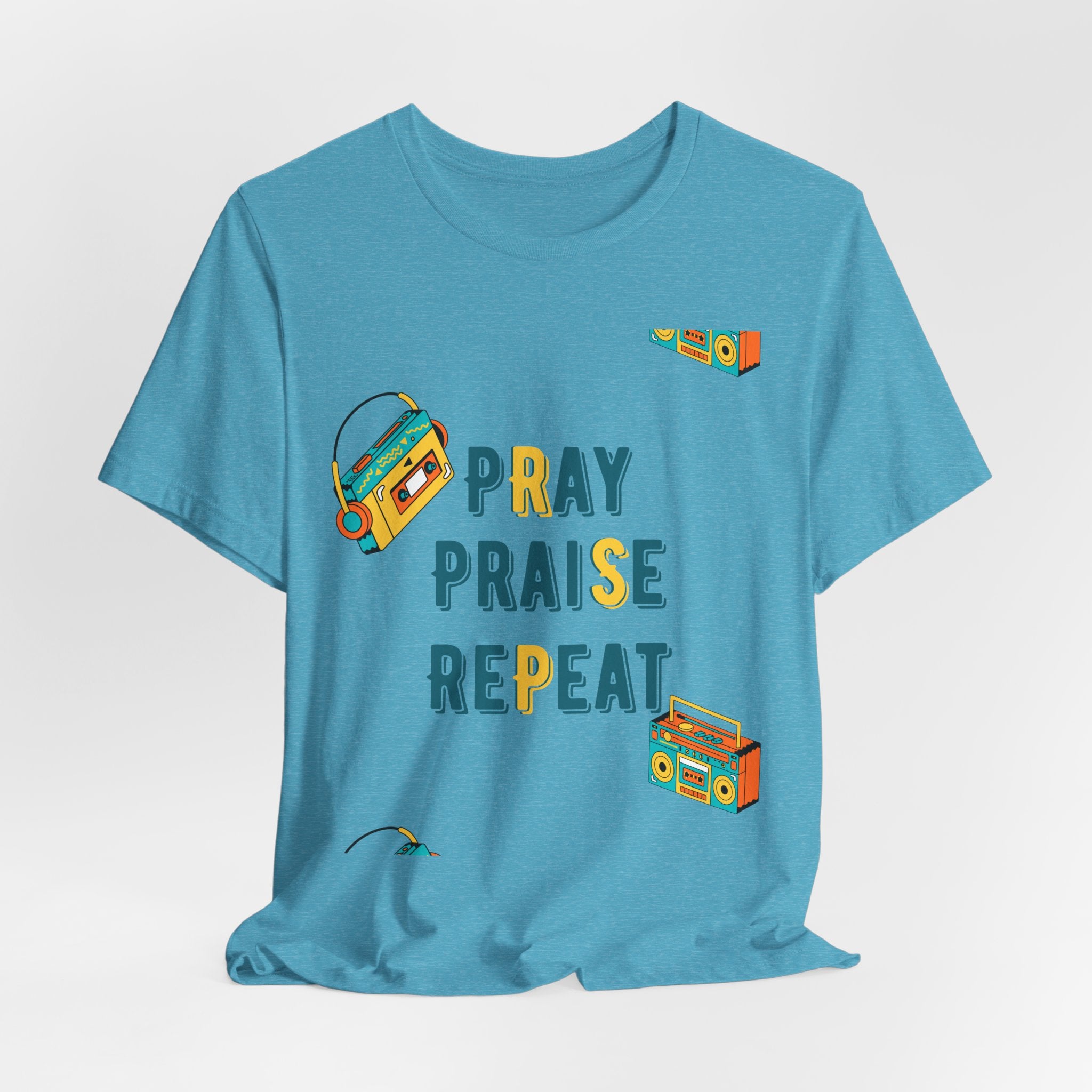 Pray Praise Repeat T-Shirt — Vintage Boombox Christian Tee