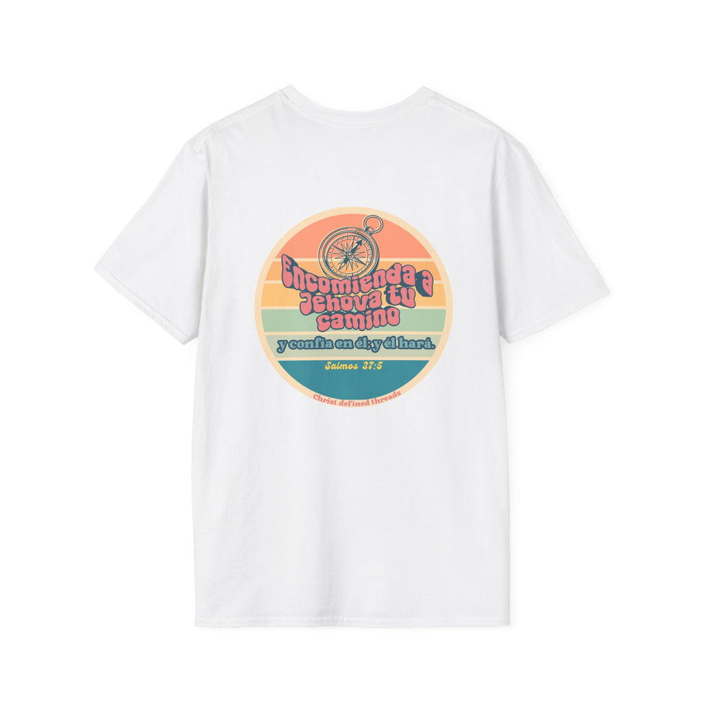 "Encomienda a Jehová tu camino" Camisa — Retro compás Camisa Feminina