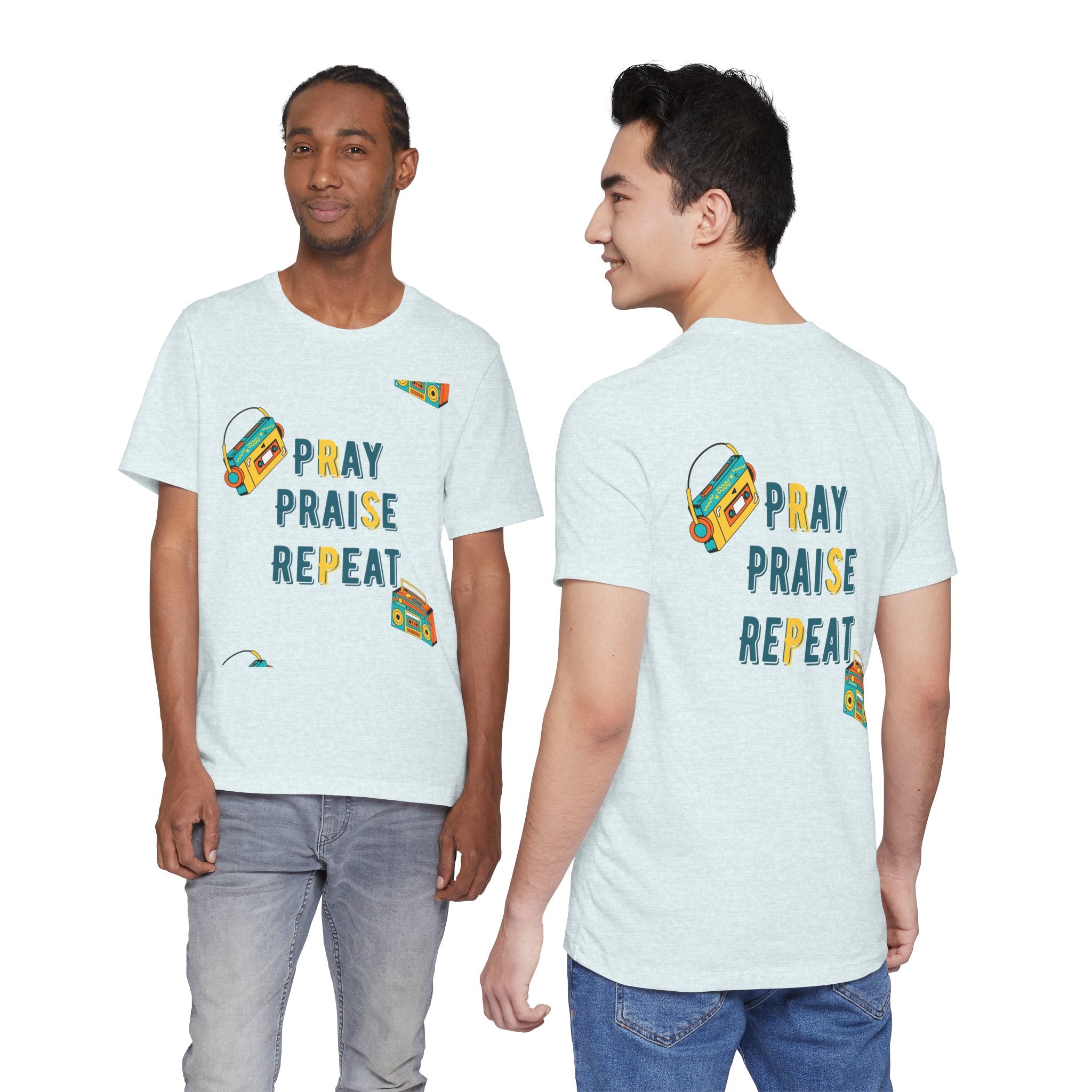 Pray Praise Repeat T-Shirt — Vintage Boombox Christian Tee