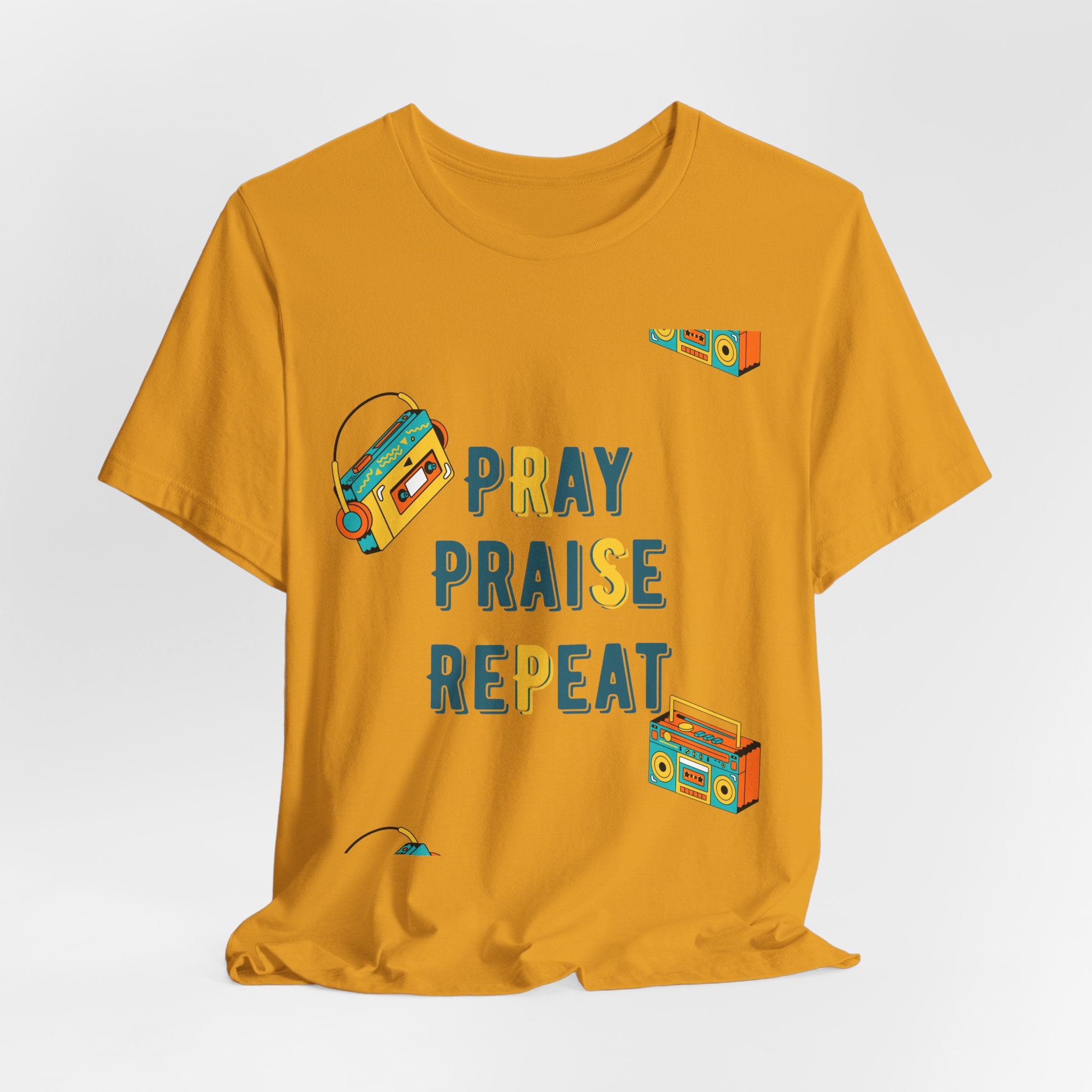 Pray Praise Repeat T-Shirt — Vintage Boombox Christian Tee
