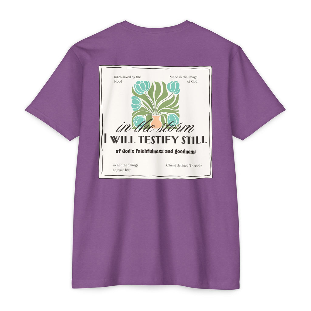 Women's  Faith Graphic T-Shirt — "In the Storm I Will Testify Still" Christian Tee