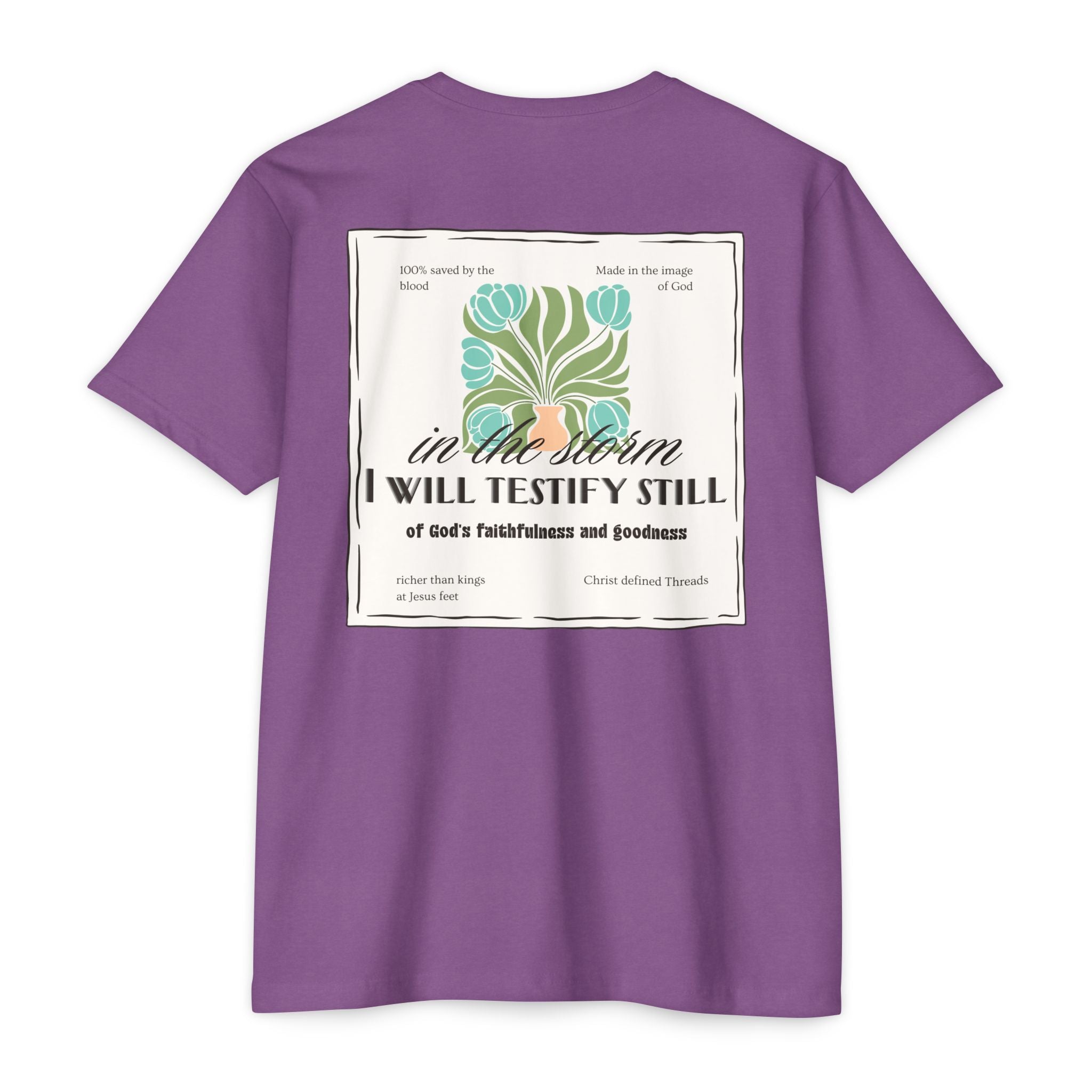 Women's  Faith Graphic T-Shirt — "In the Storm I Will Testify Still" Christian Tee