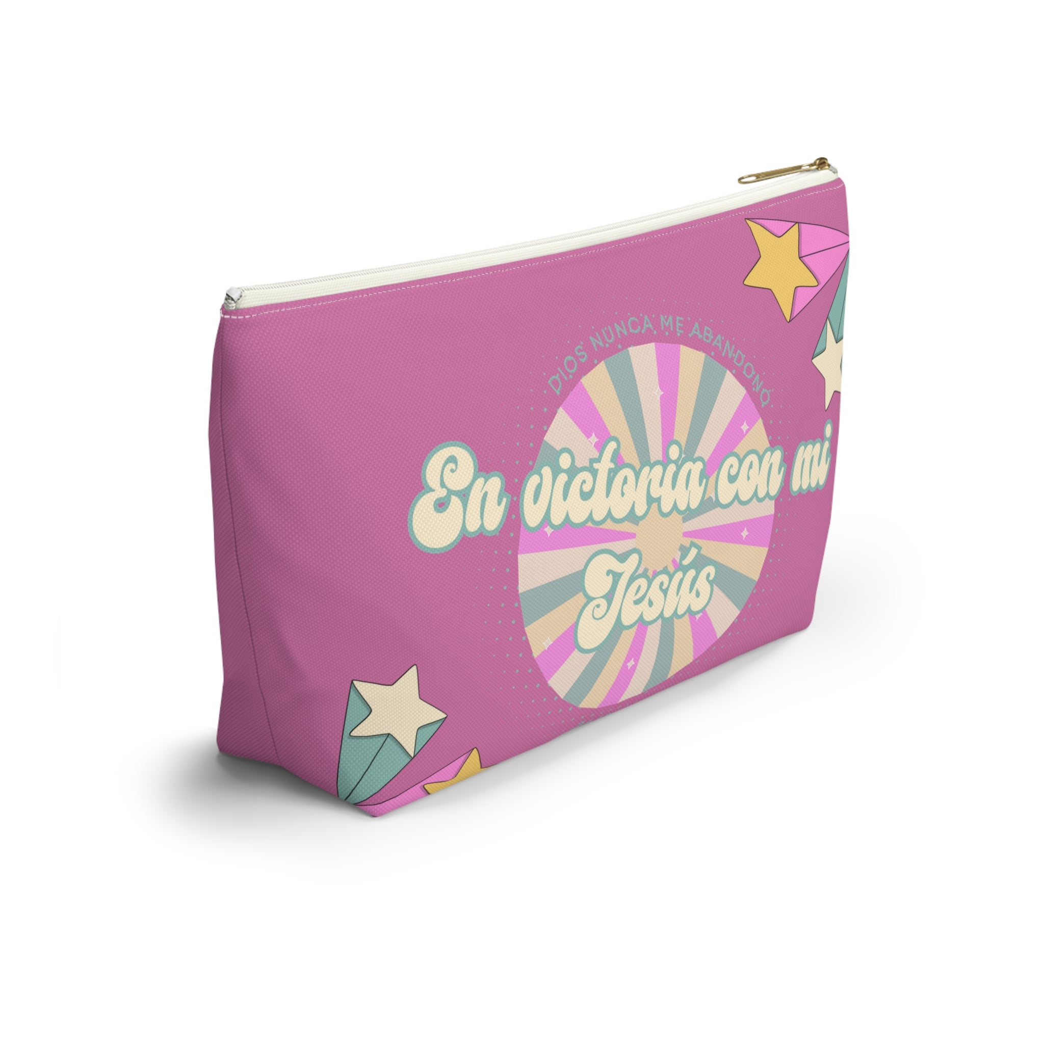 En victoria con mi Jesús Accessory Pouch — Pink Faith Bag